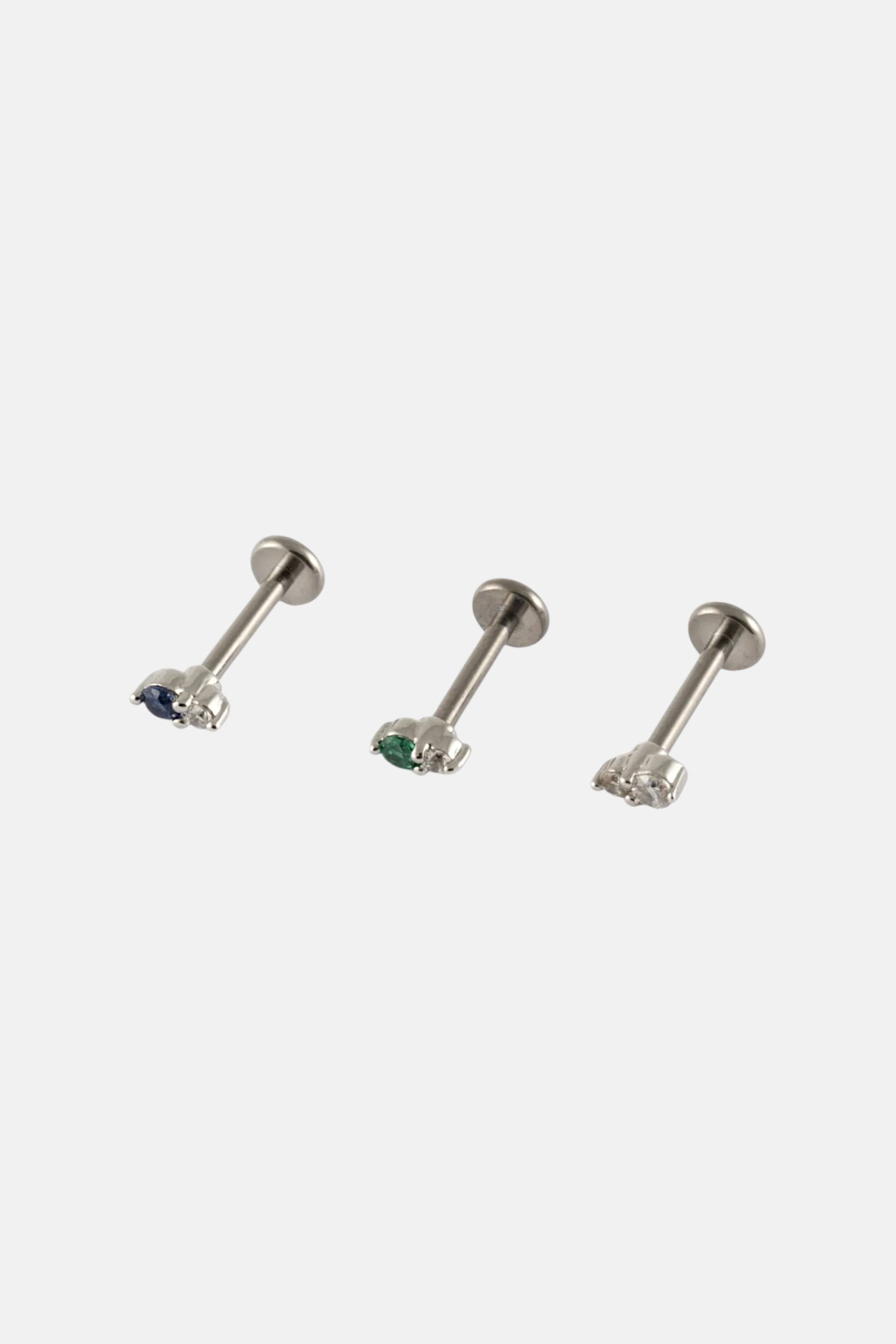 16G 3 PACK TITANIUM BLUE & GREEN CZ FLAT BACK