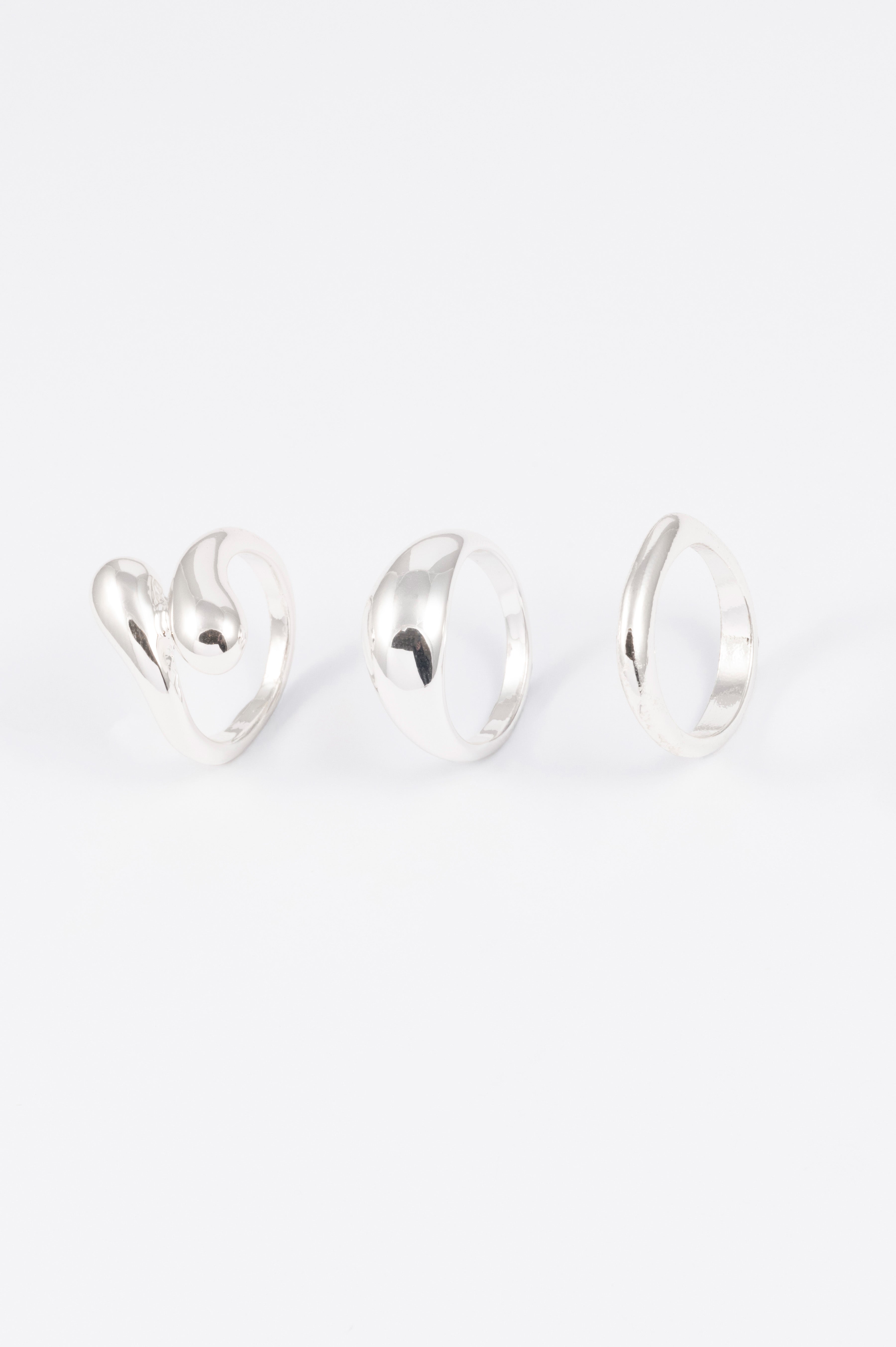 SILVER POLISHED CLASSIC 3 PACK RING S/M