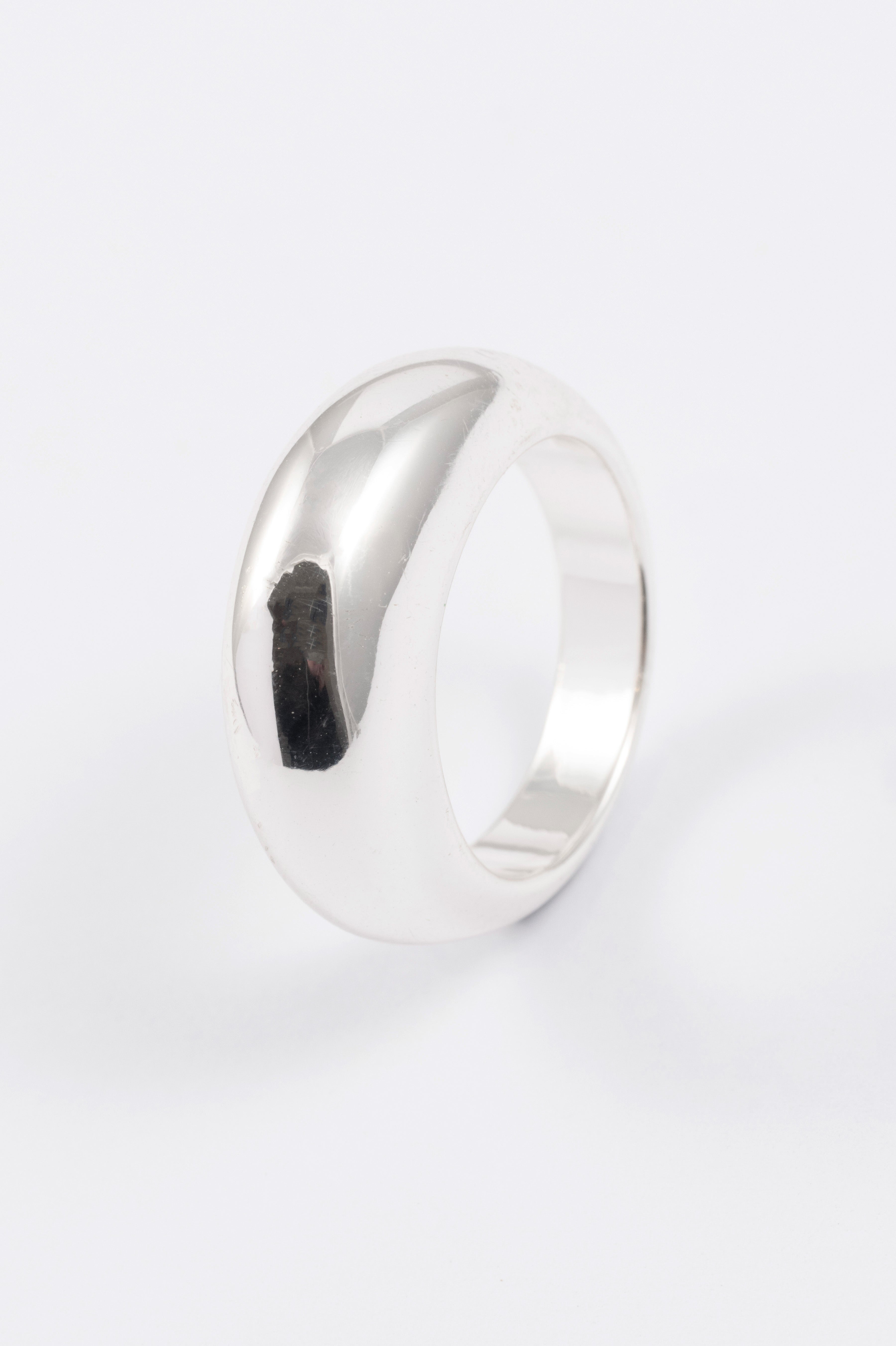 SILVER POLISHED CHUBBY RING M/L