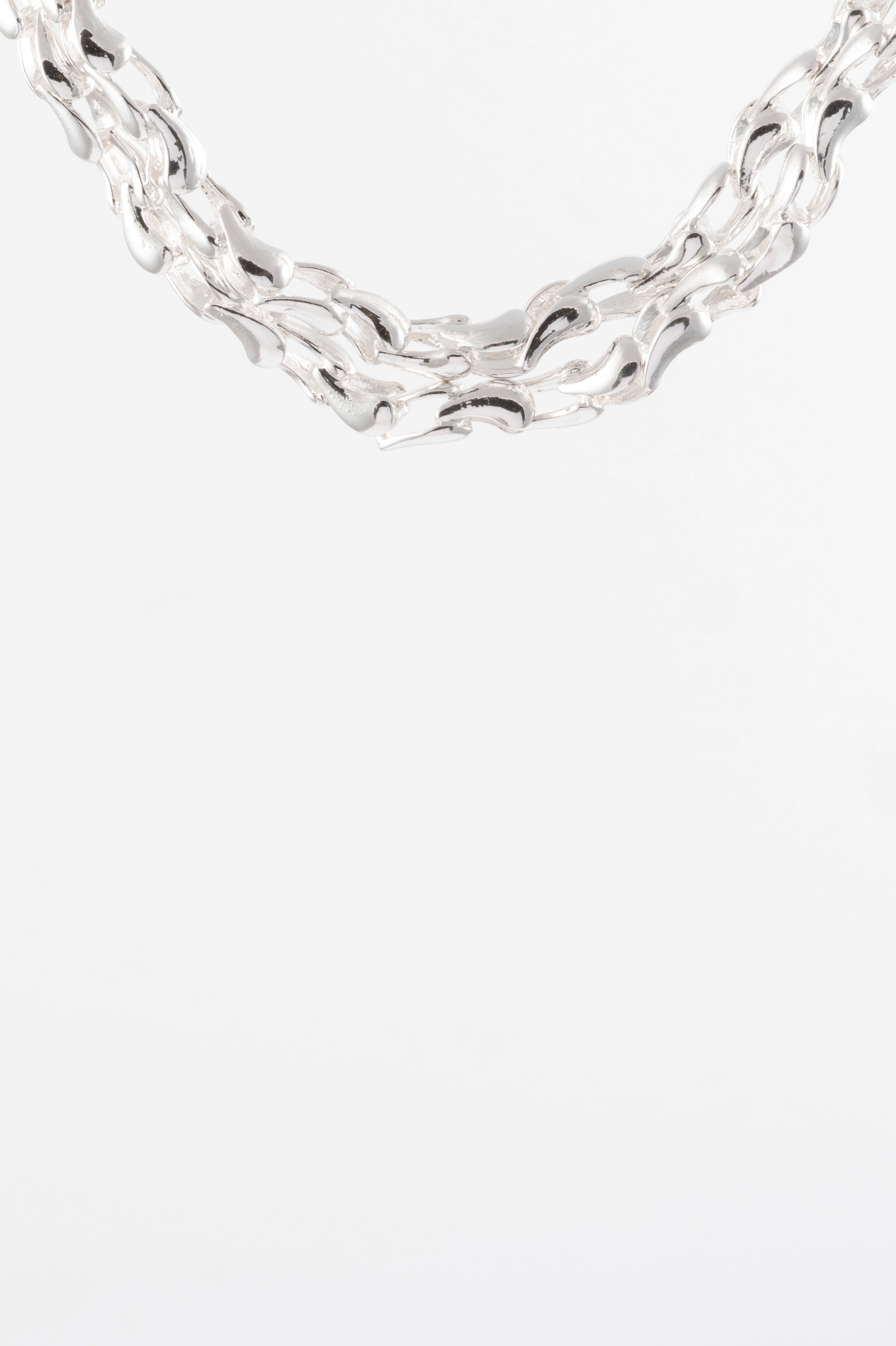 SILVER POLISHED FANCY MULTI STRAND NECKLACE