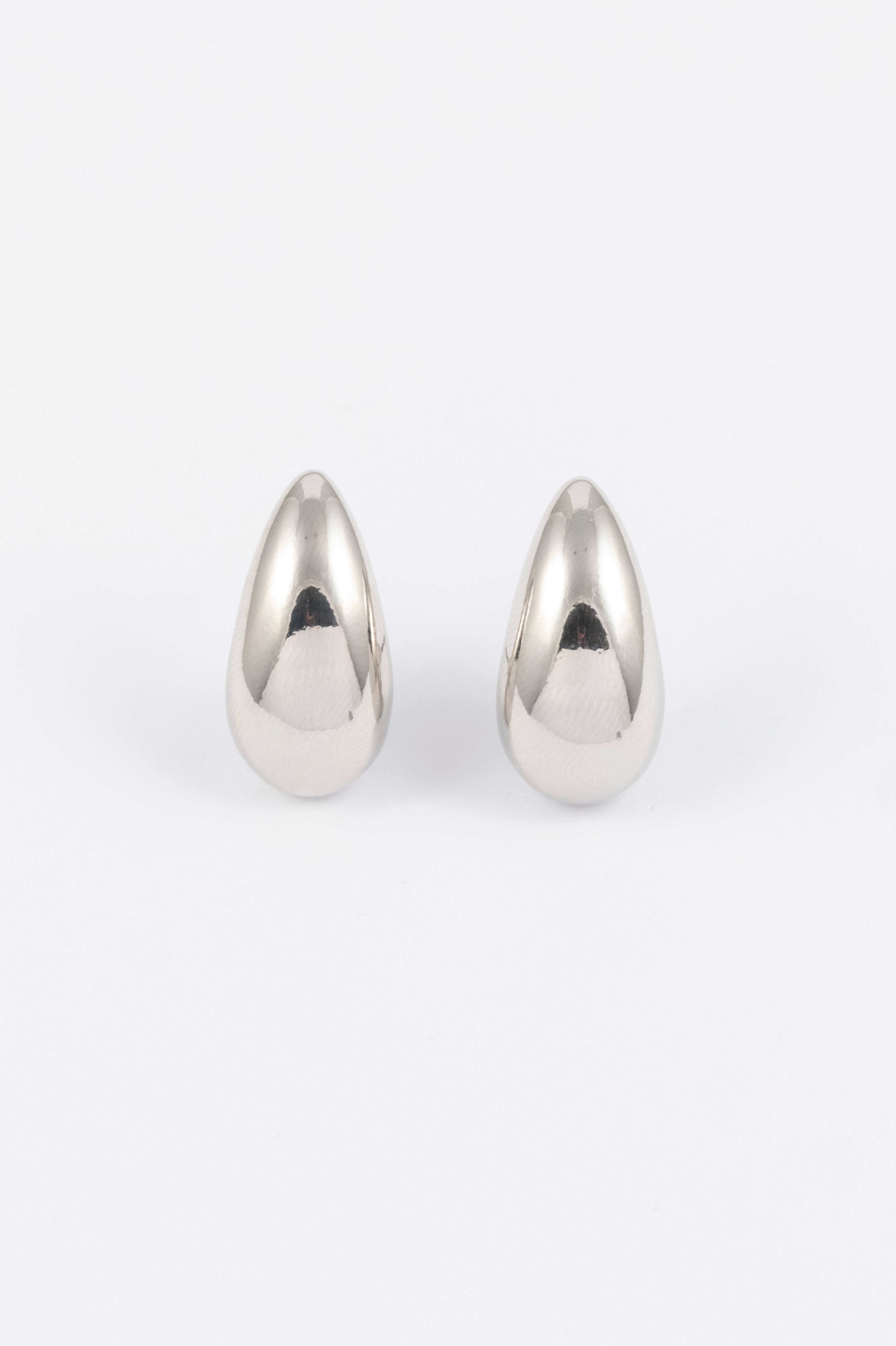 SILVER POLISHED UPSIDE DOWN DROPLET STUD EARRING