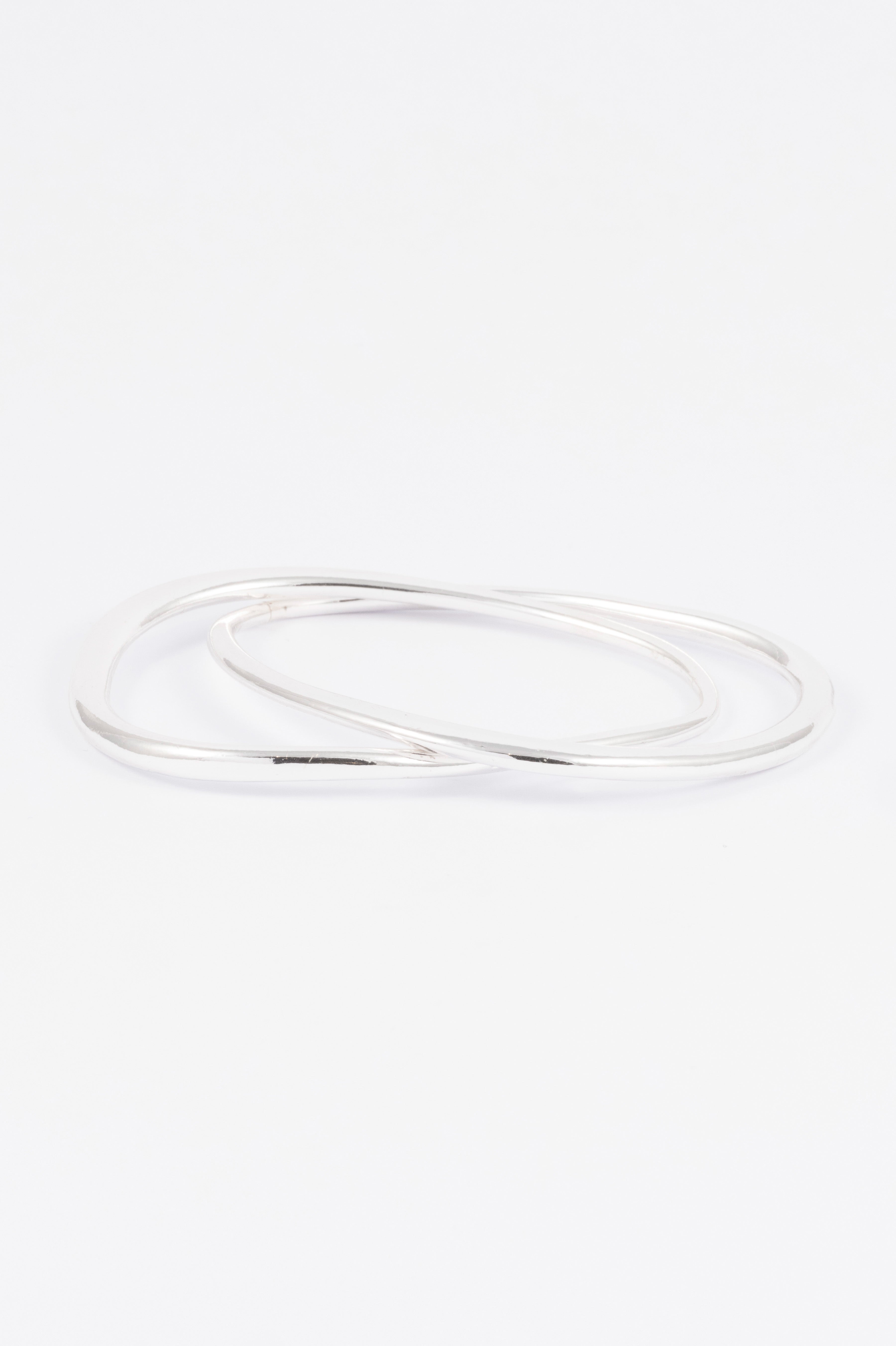 SILVER POLISHED ORGANIC BANGLE 2PACK WRISTWEAR