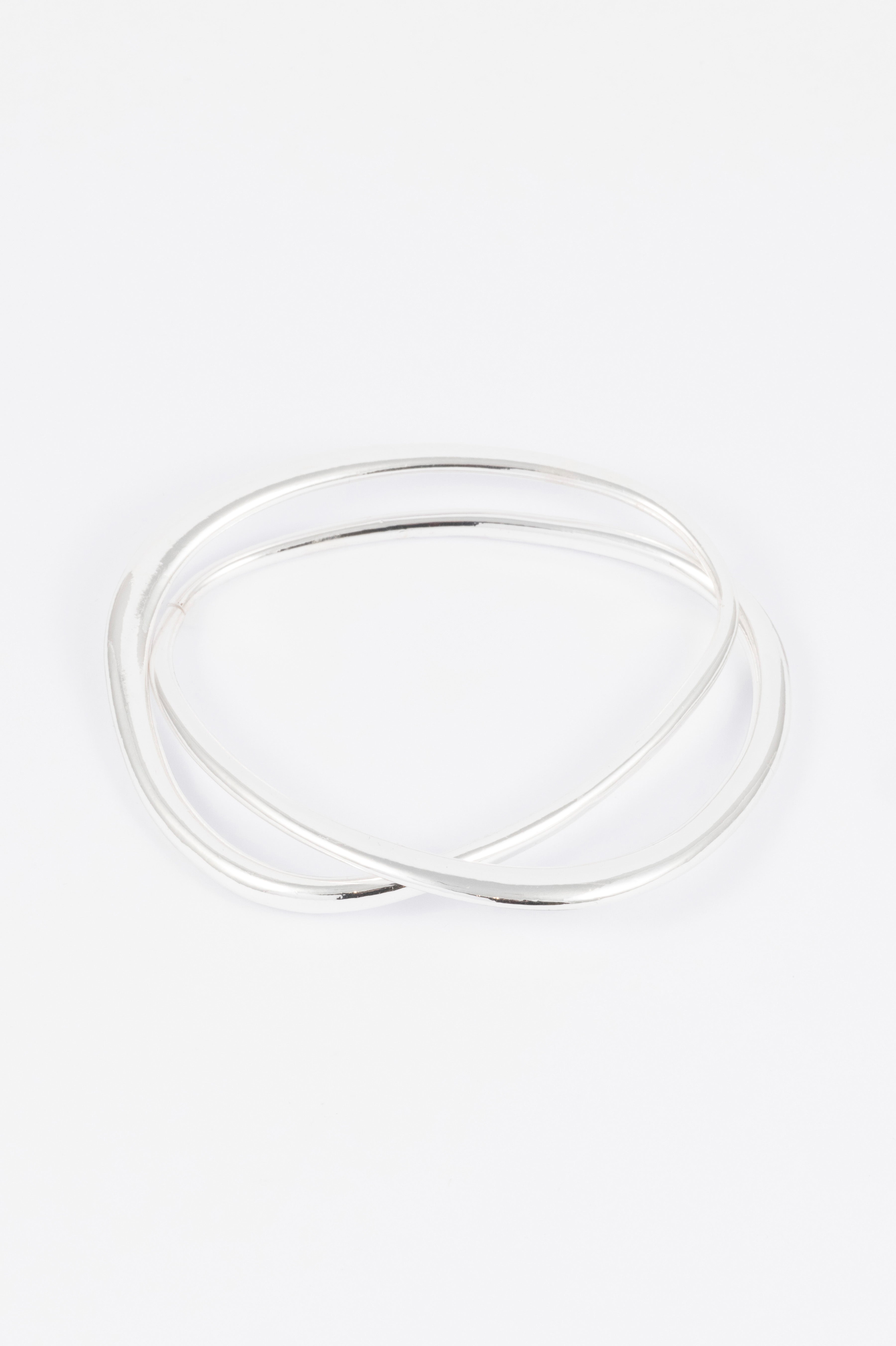 SILVER POLISHED ORGANIC BANGLE 2PACK WRISTWEAR