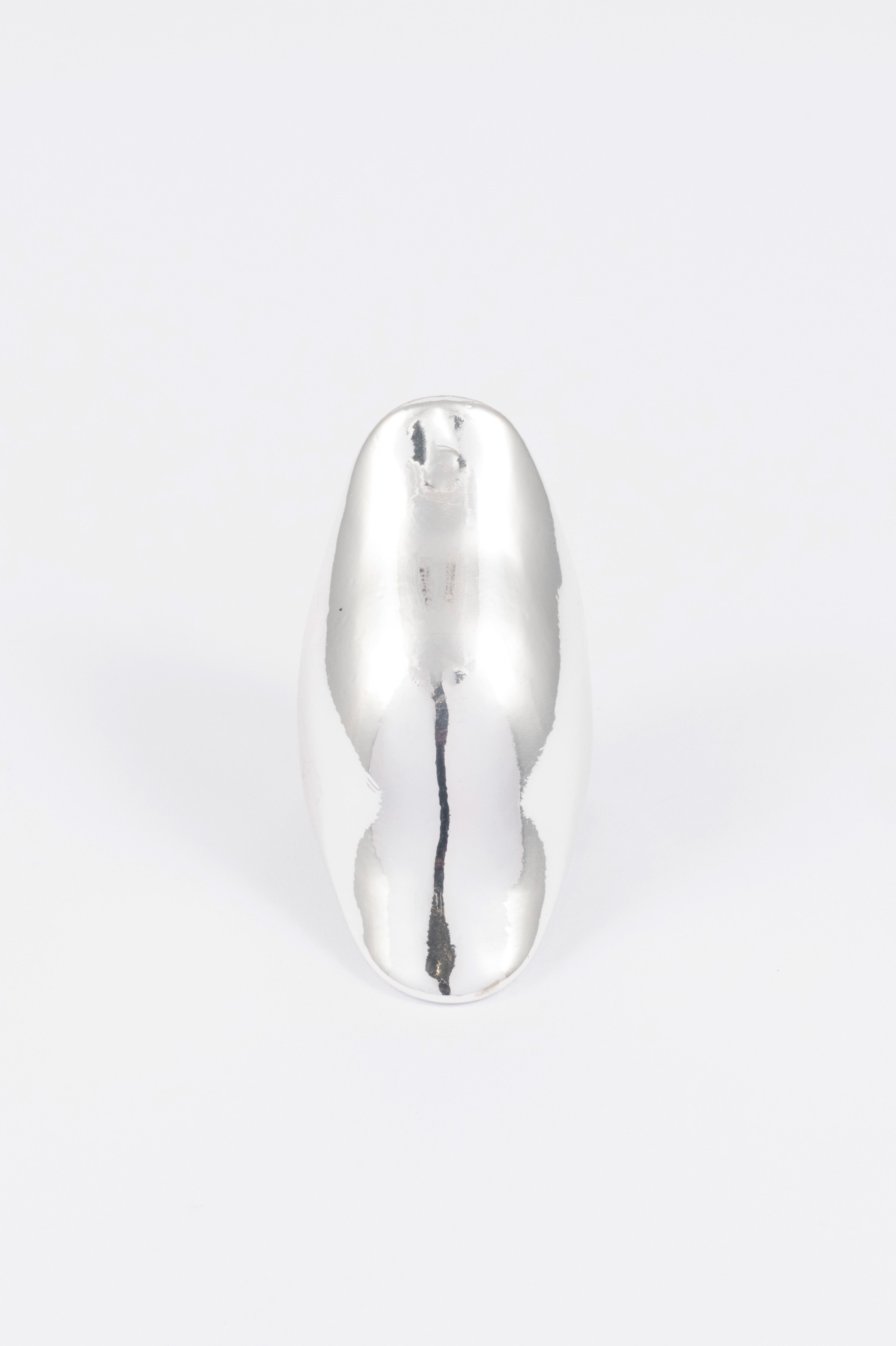 SILVER POLISHED LARGE SHIELD RING M/L