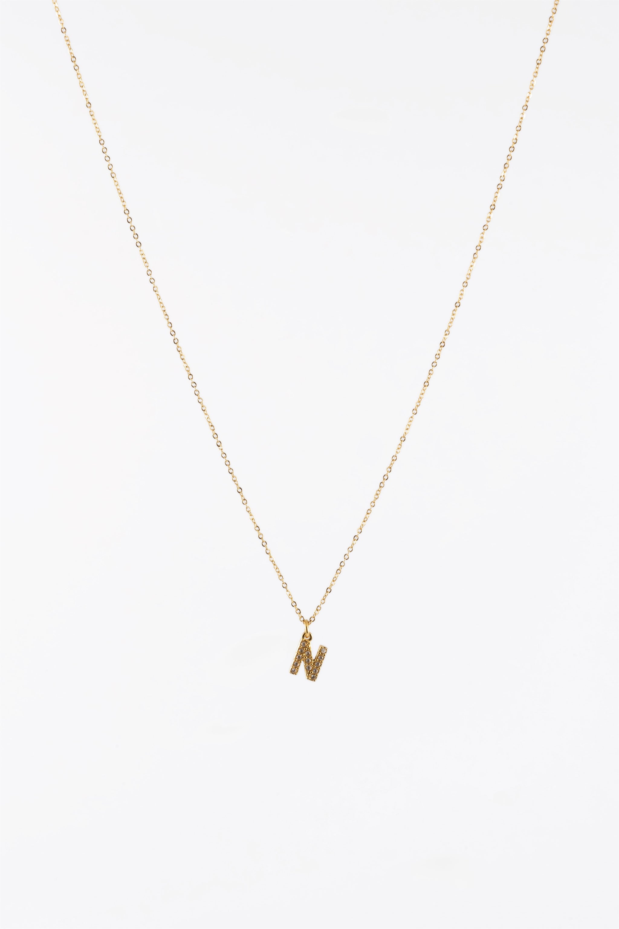 GOLD CZ DIAMANTE INITIAL  G  CHAIN