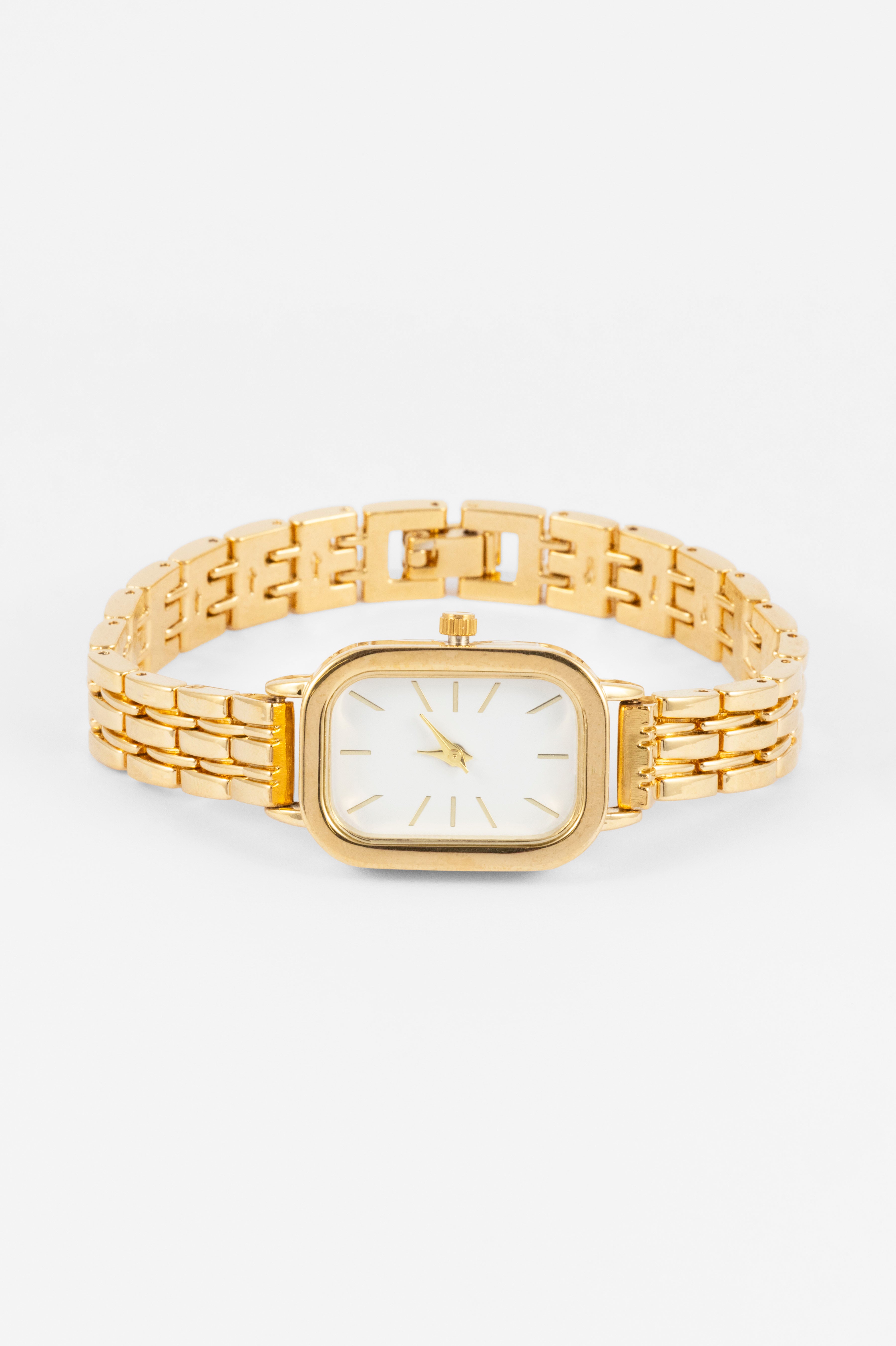 GOLD CLASSIC RECTANGLE FACE LINK WT