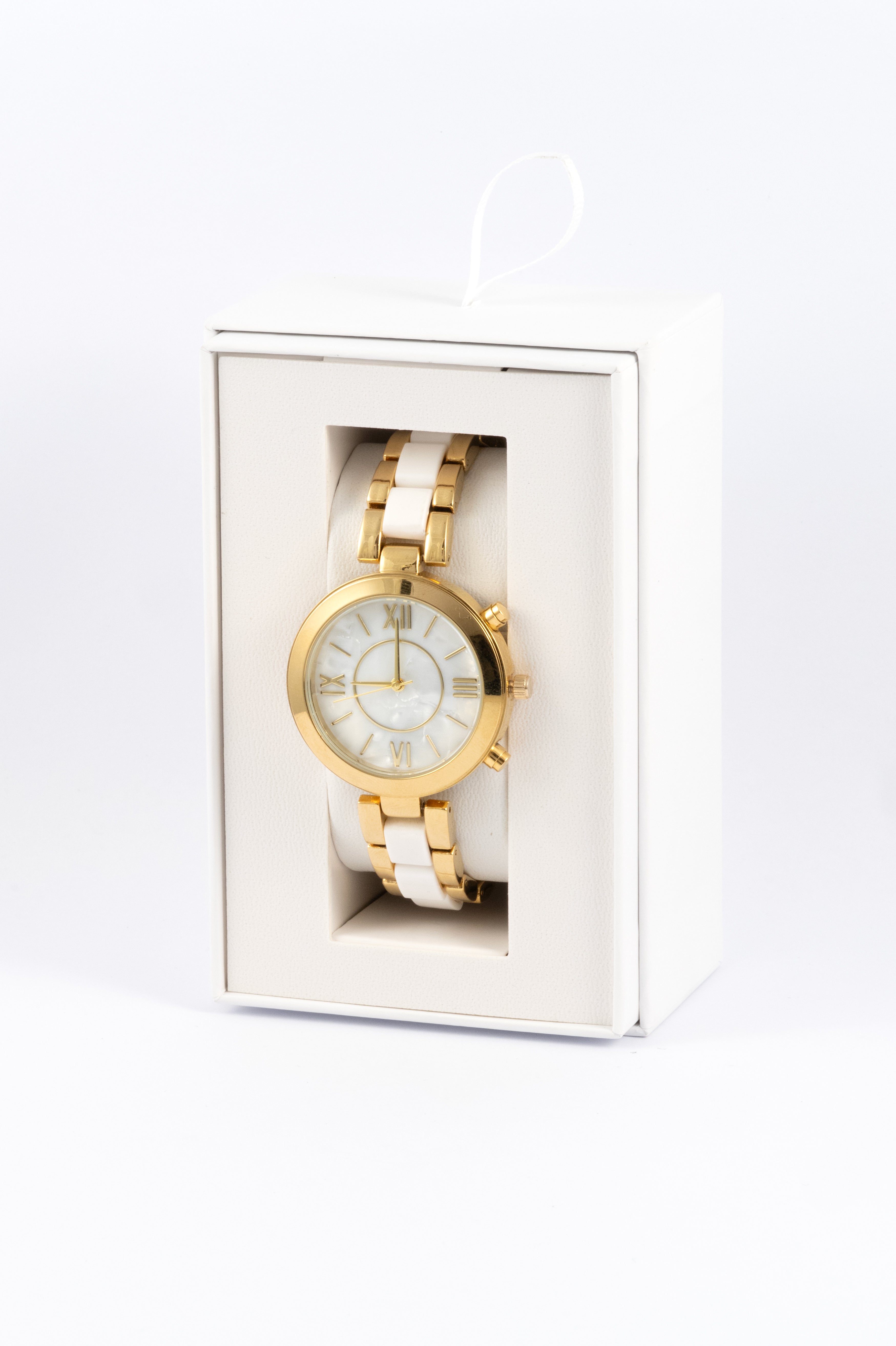 GOLD WHITE DIAMANTE DETAIL CIRCLE FACE WT