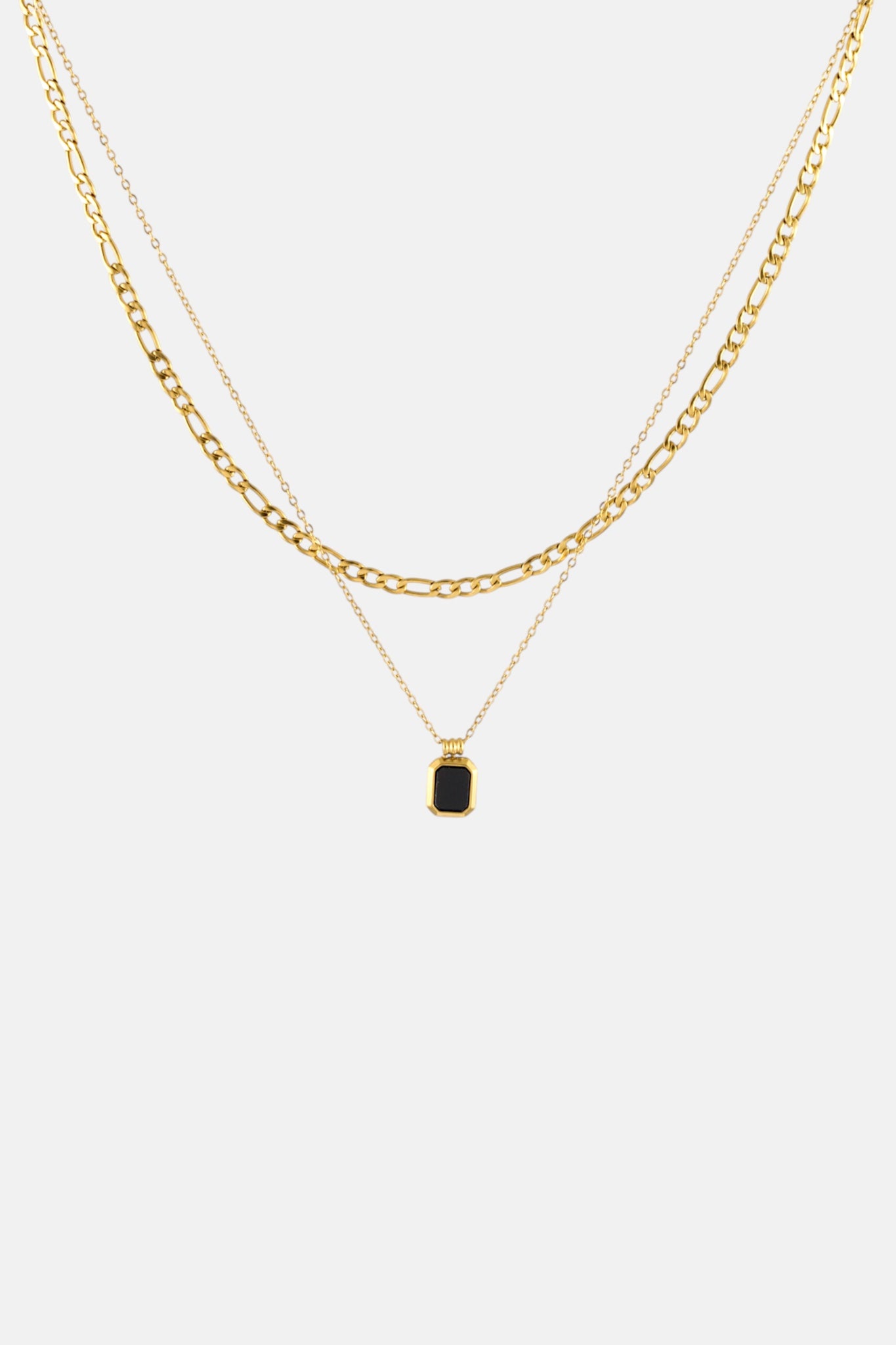 WP GOLD 2 PACK BLACK PENDANT NECKLACE