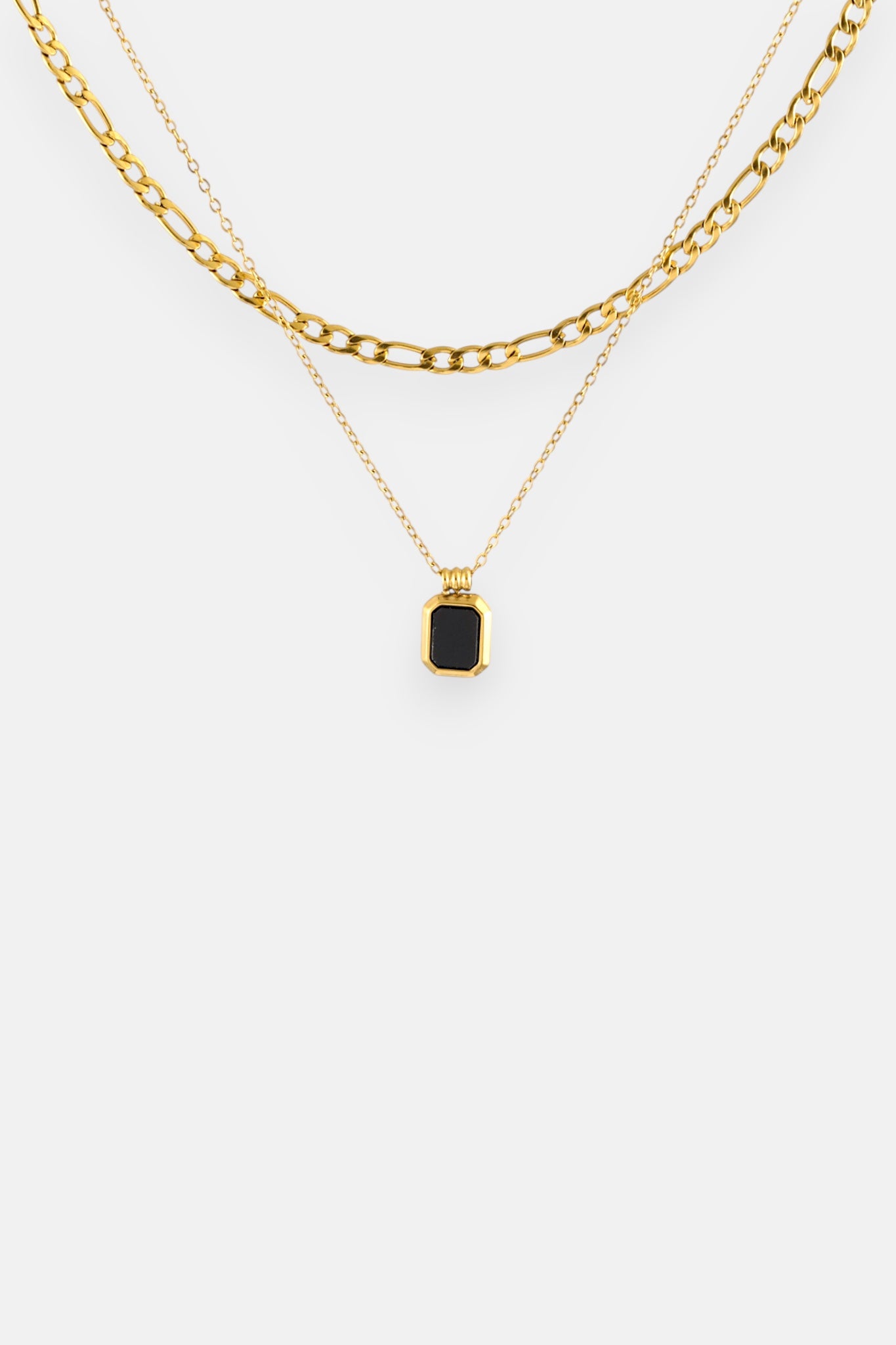 WP GOLD 2 PACK BLACK PENDANT NECKLACE