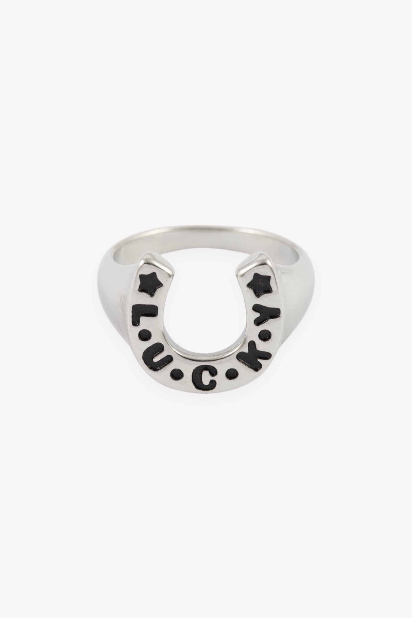 SILVER LUCKY HORSESHOE RING M/L