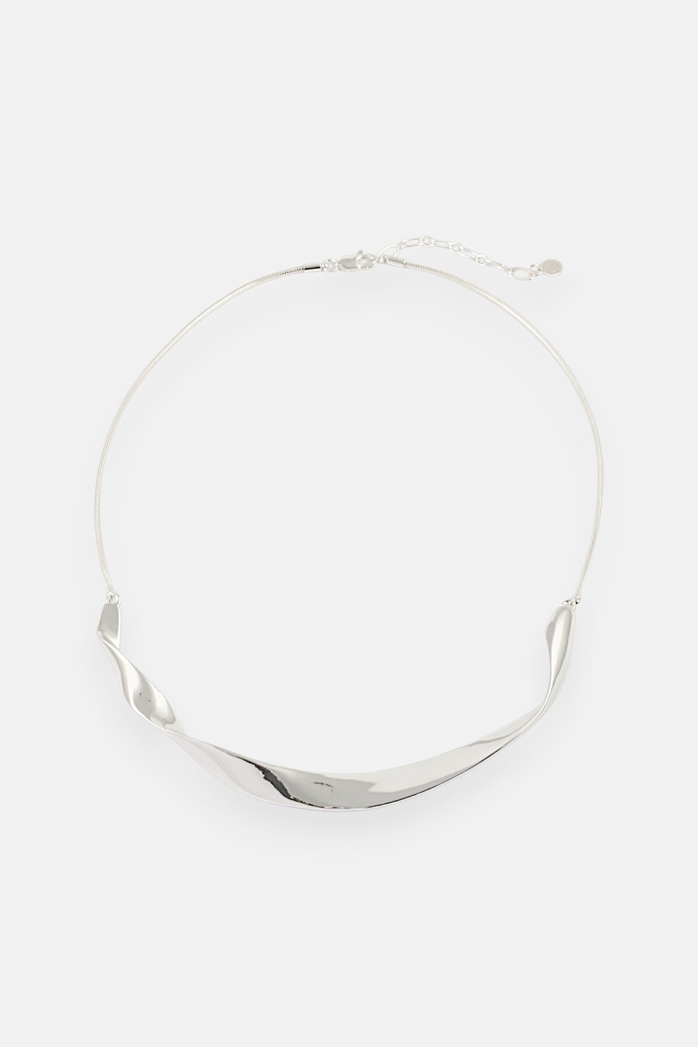SILVER POLISHED WAVE COLLAR NECKLACE
