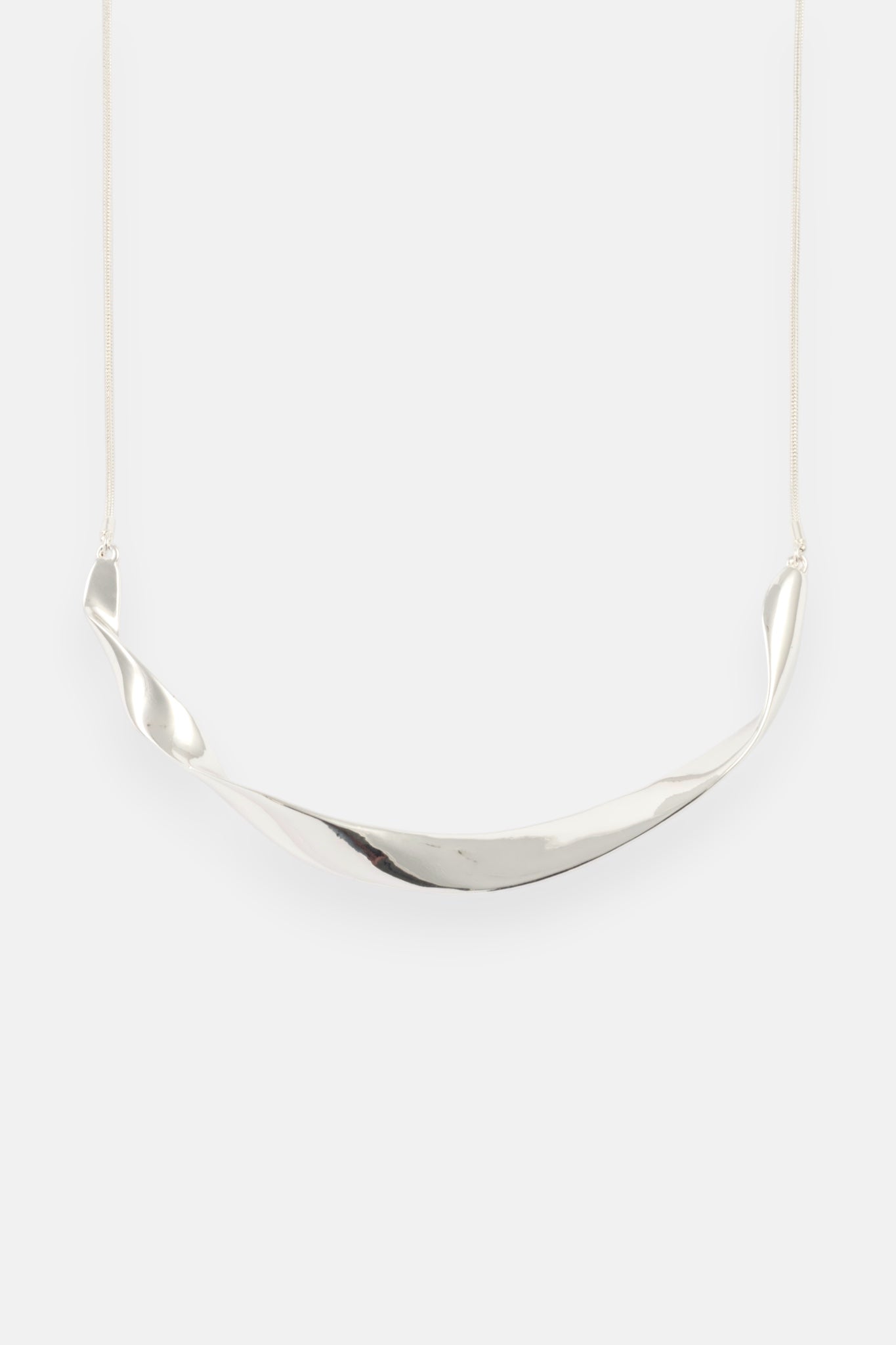 SILVER POLISHED WAVE COLLAR NECKLACE