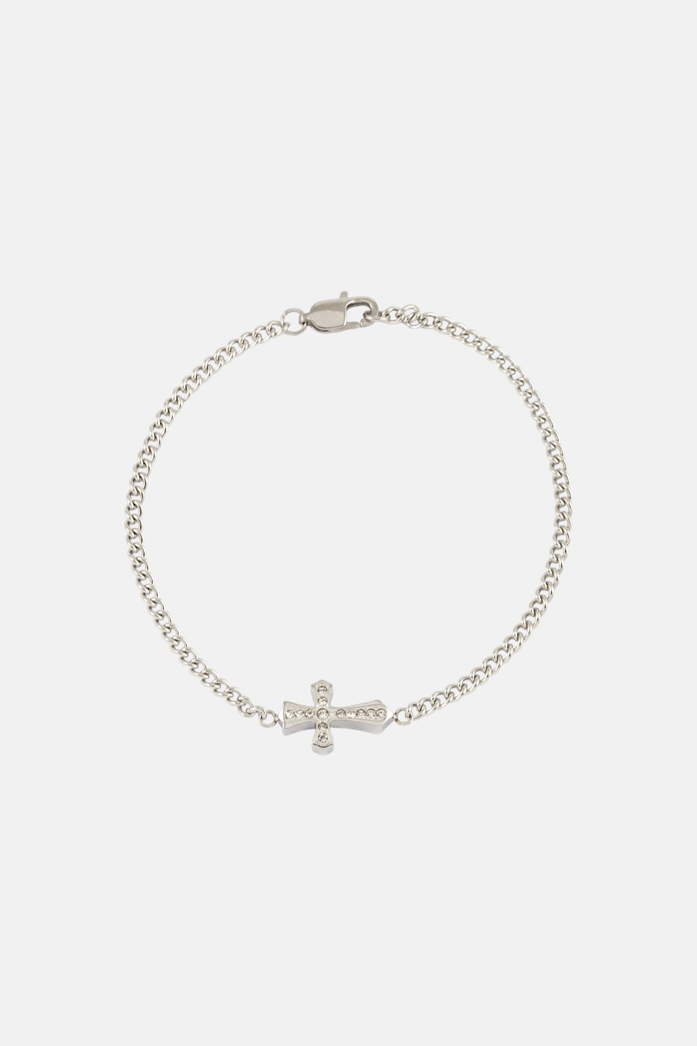 SILVER CROSS CHAIN BRACELET
