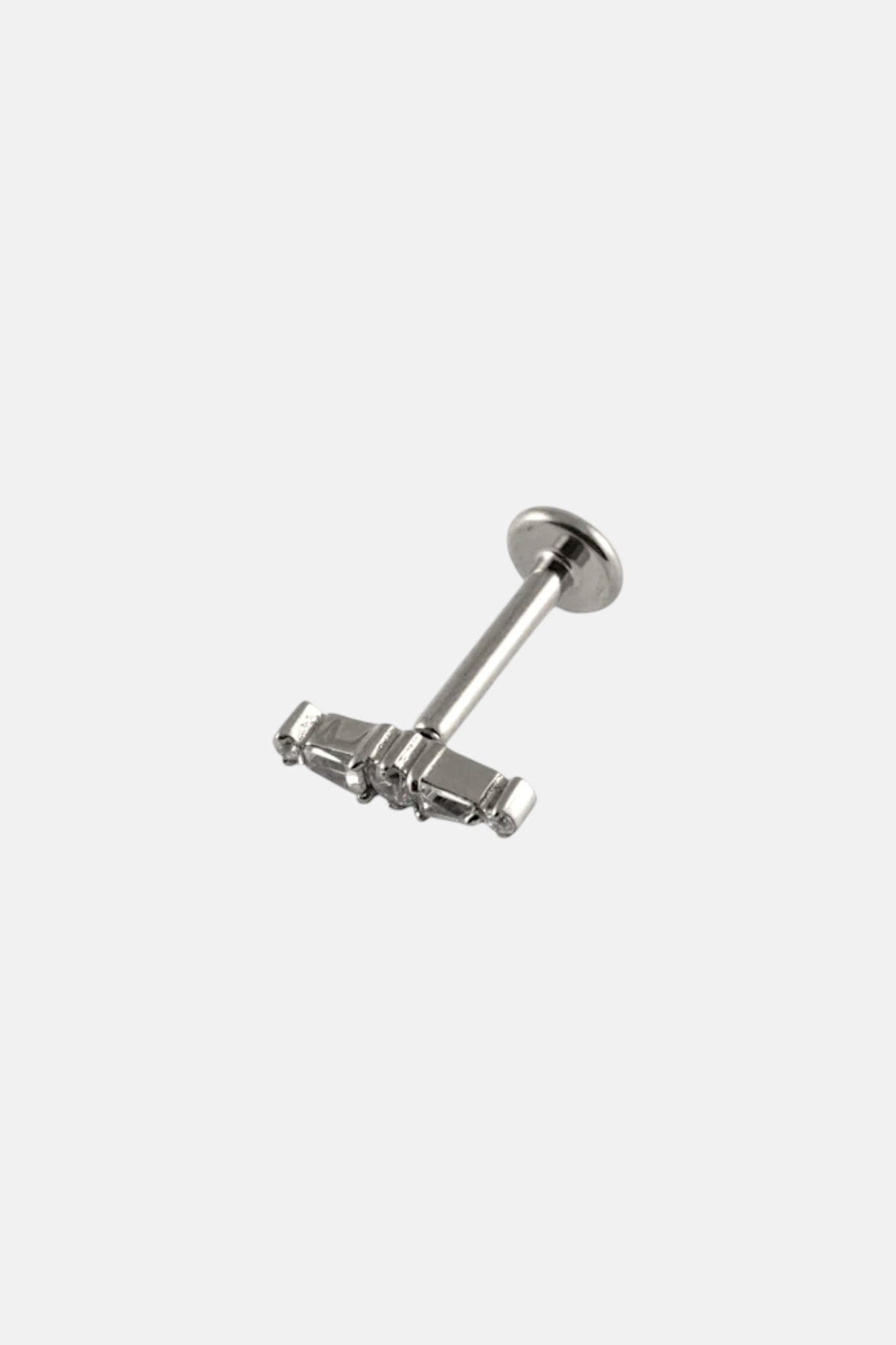 16G TITANIUM CZ BAR  FLATBACK THREADLESS  EAR