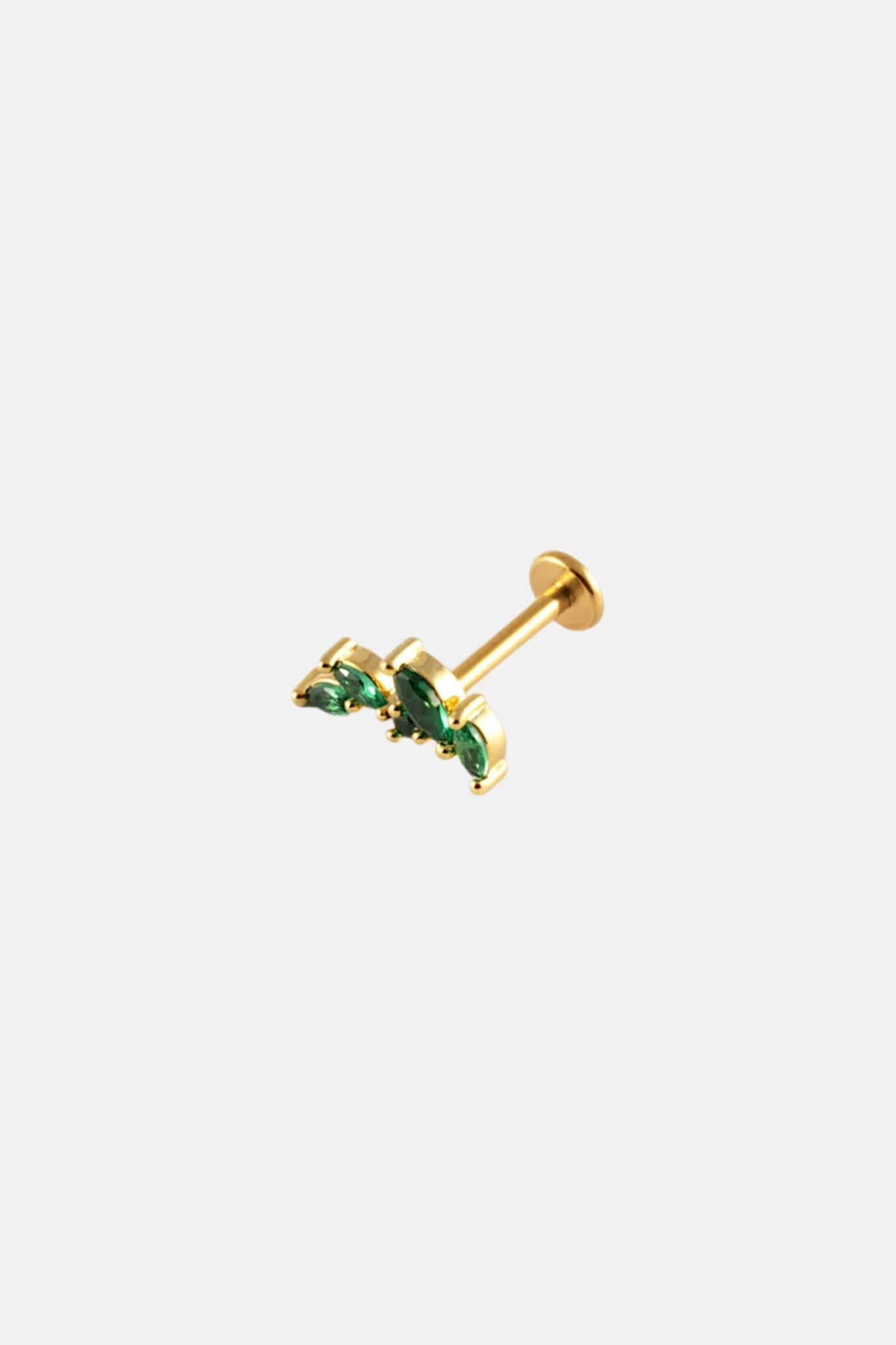GOLD 16G GREEN CZ MARQUISE SPRAY FLATBACK