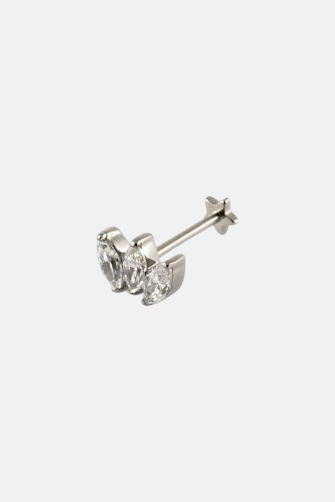 SILVER 20G THREADLESS REVERSIBLE STAR CZ FLATBACK