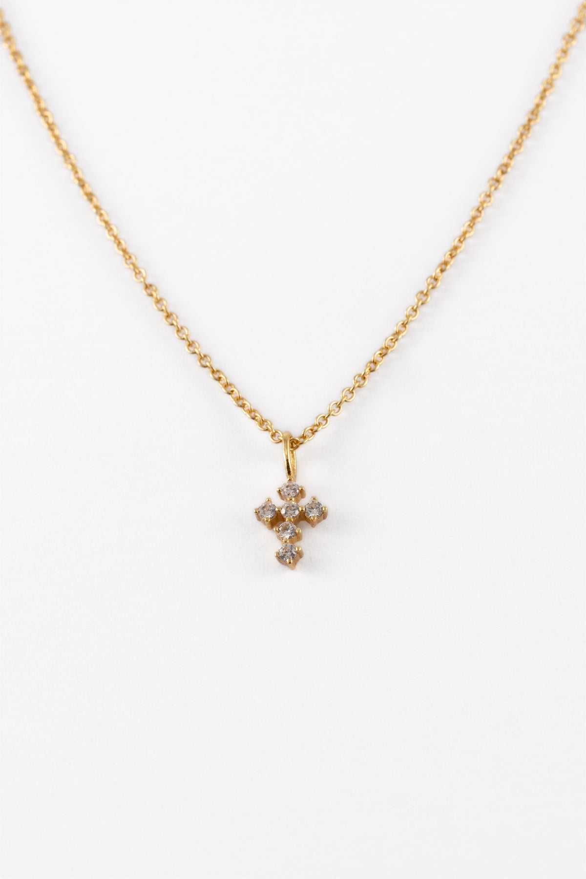 STERLING SILVER GOLD SAMLL CZ CROSS PENDANT