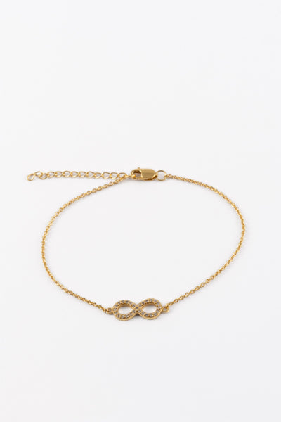 STERLING SILVER GOLD PAVE CZ INFINITY BRACELET display picture 2