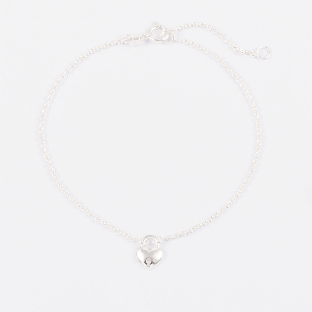 STERLING SILVER POLISHED HEART LOCK BRACELET