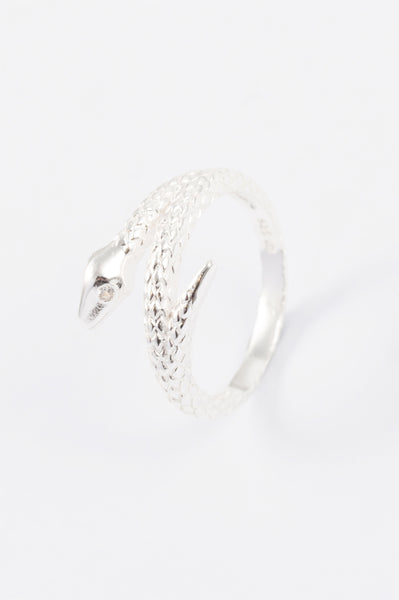 STERLING SILVER CUBIC ZIRCONIA SNAKE RING S/M
