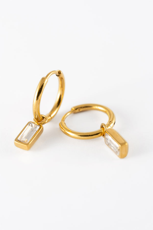 Champagne Baguette Gold Earrings