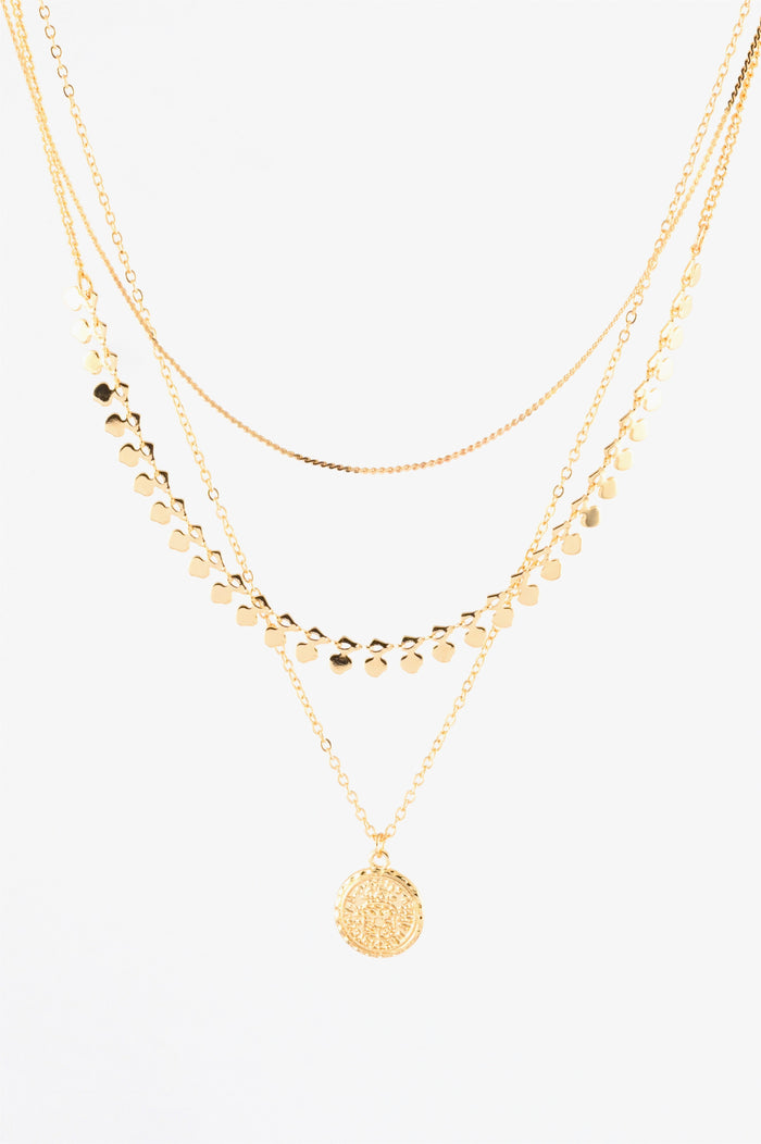 GOLD MTI-STR CHAIN WITH PENDANT NECKLACE