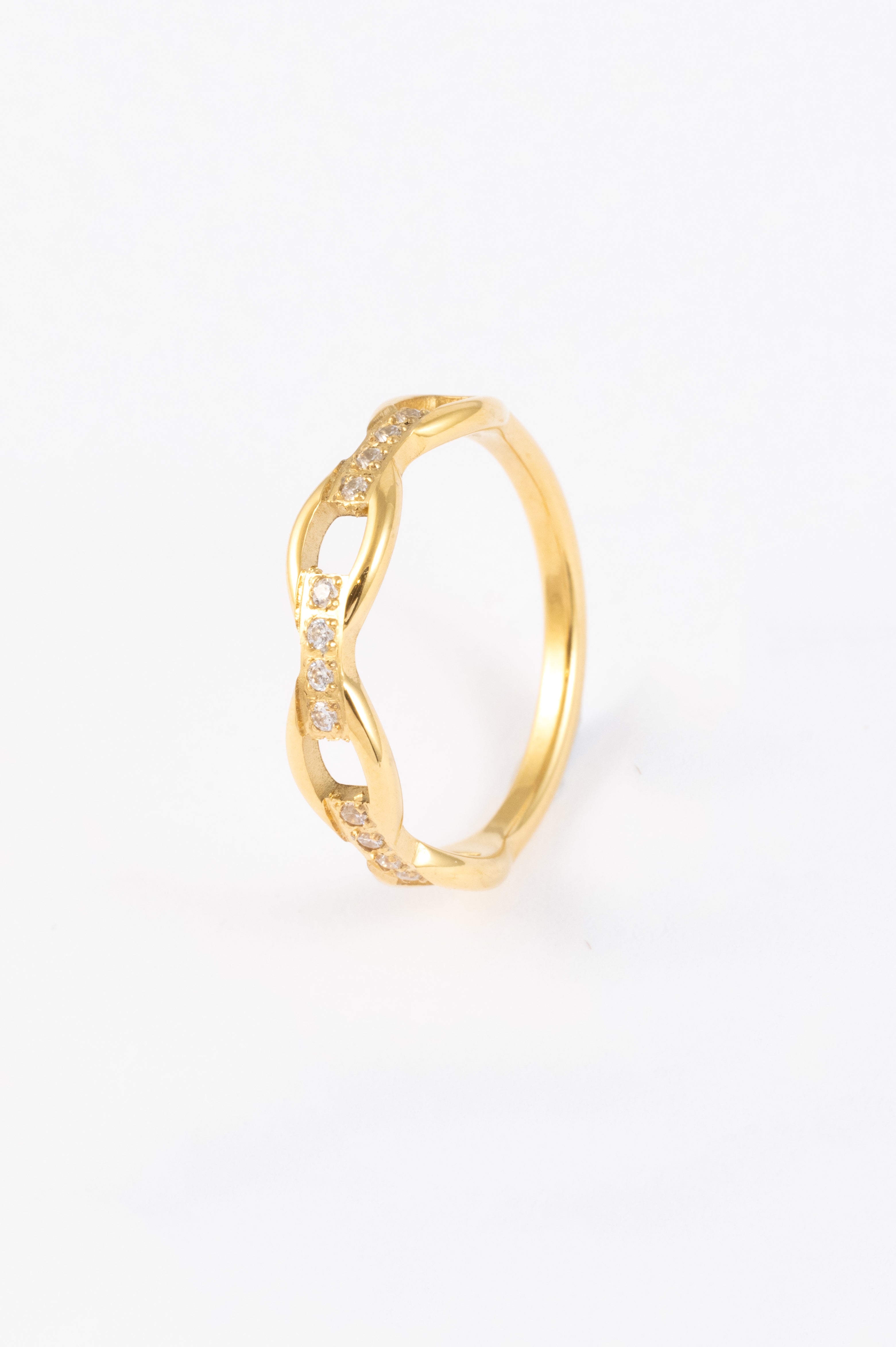 WATERPROOF GOLD CRYSTAL CHAIN LINK RING M/L
