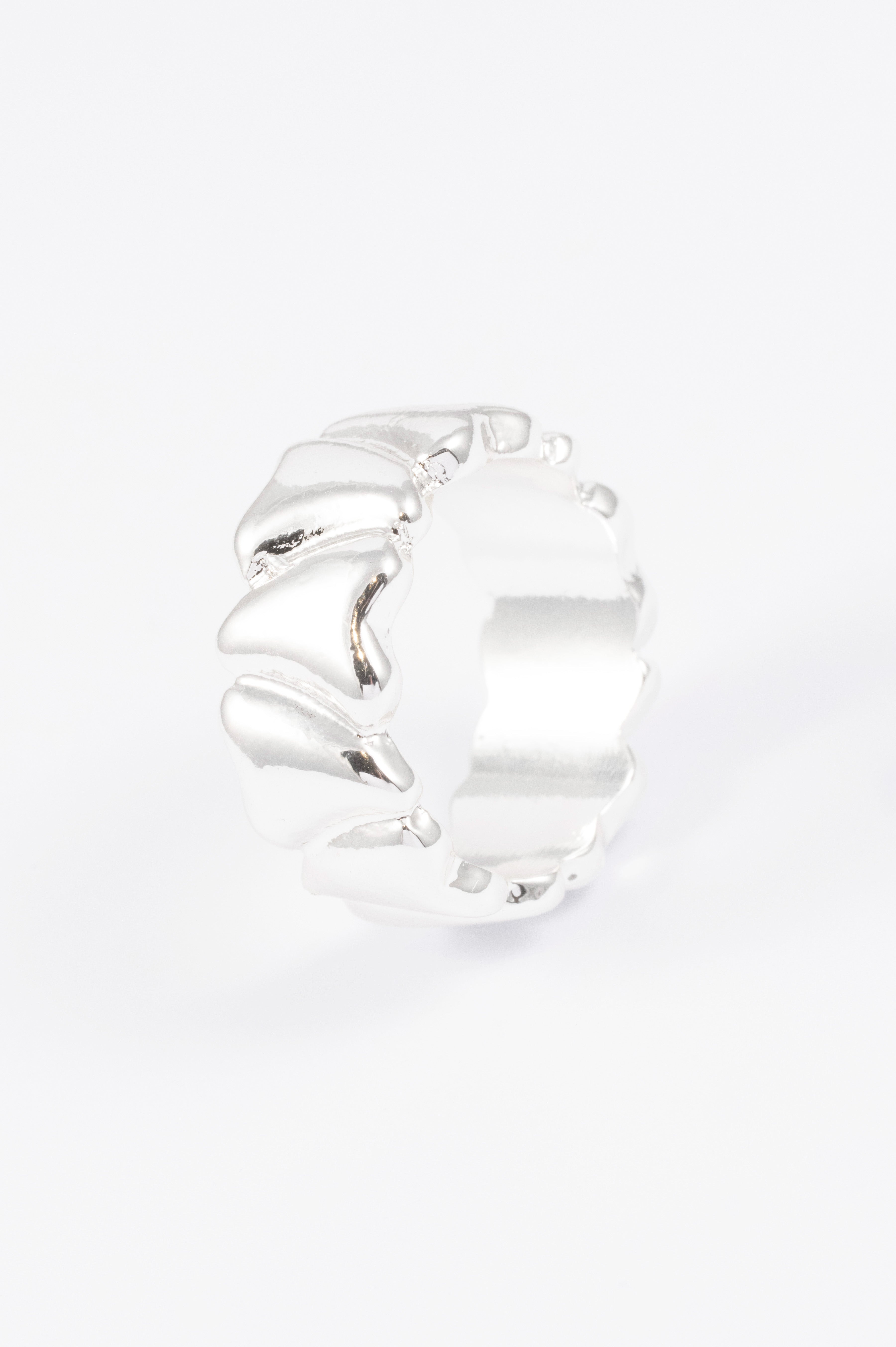 SILVER POLISHED HEART WARP RING S/M
