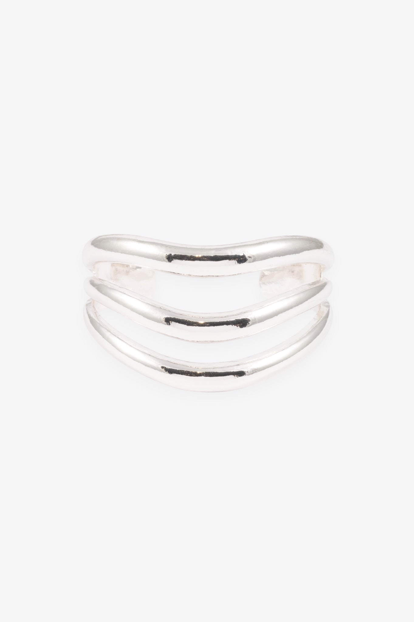 SILVER POLISHED OPEN WAVE CUFF WRISTWEAR