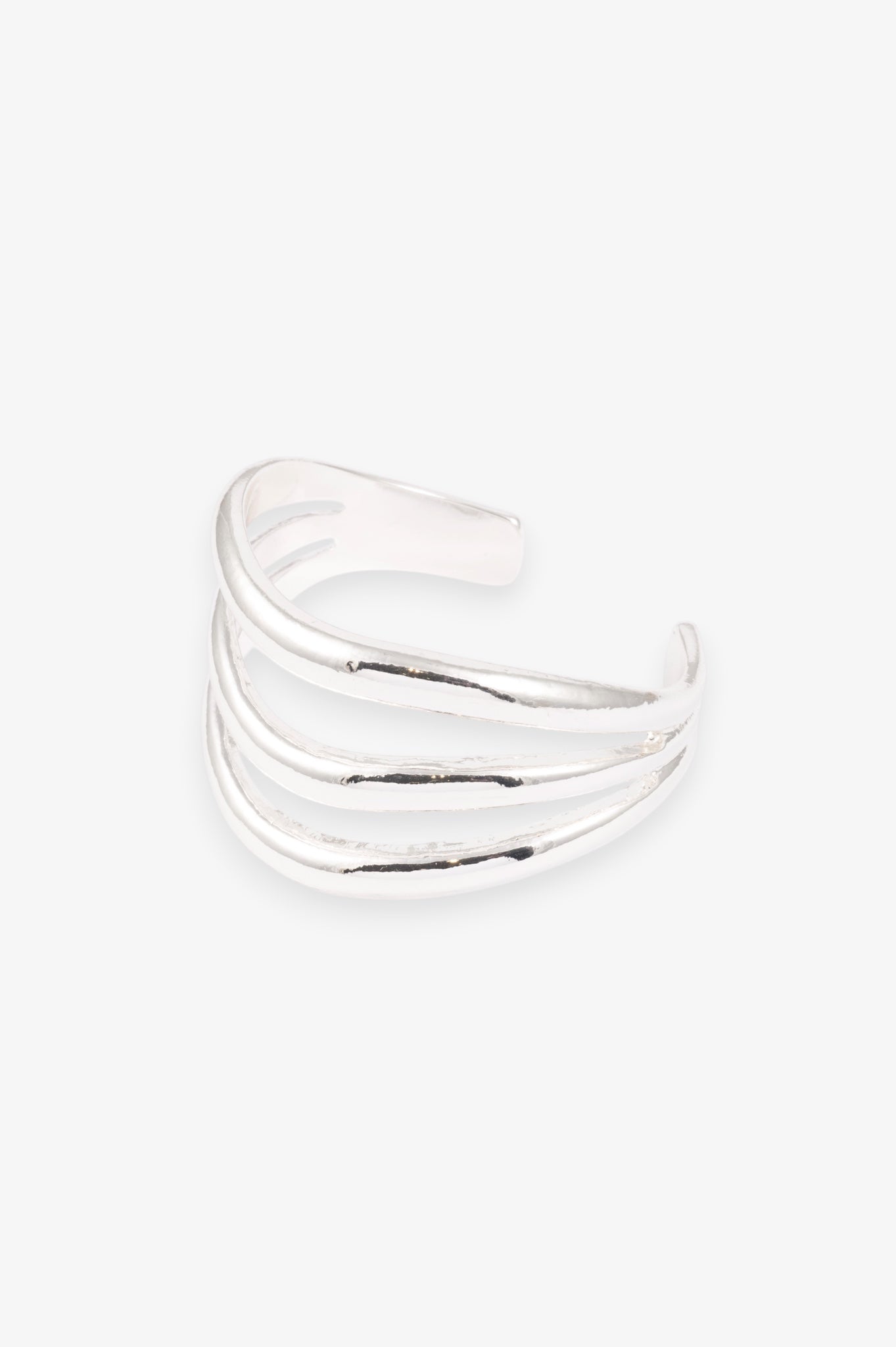SILVER POLISHED OPEN WAVE CUFF WRISTWEAR