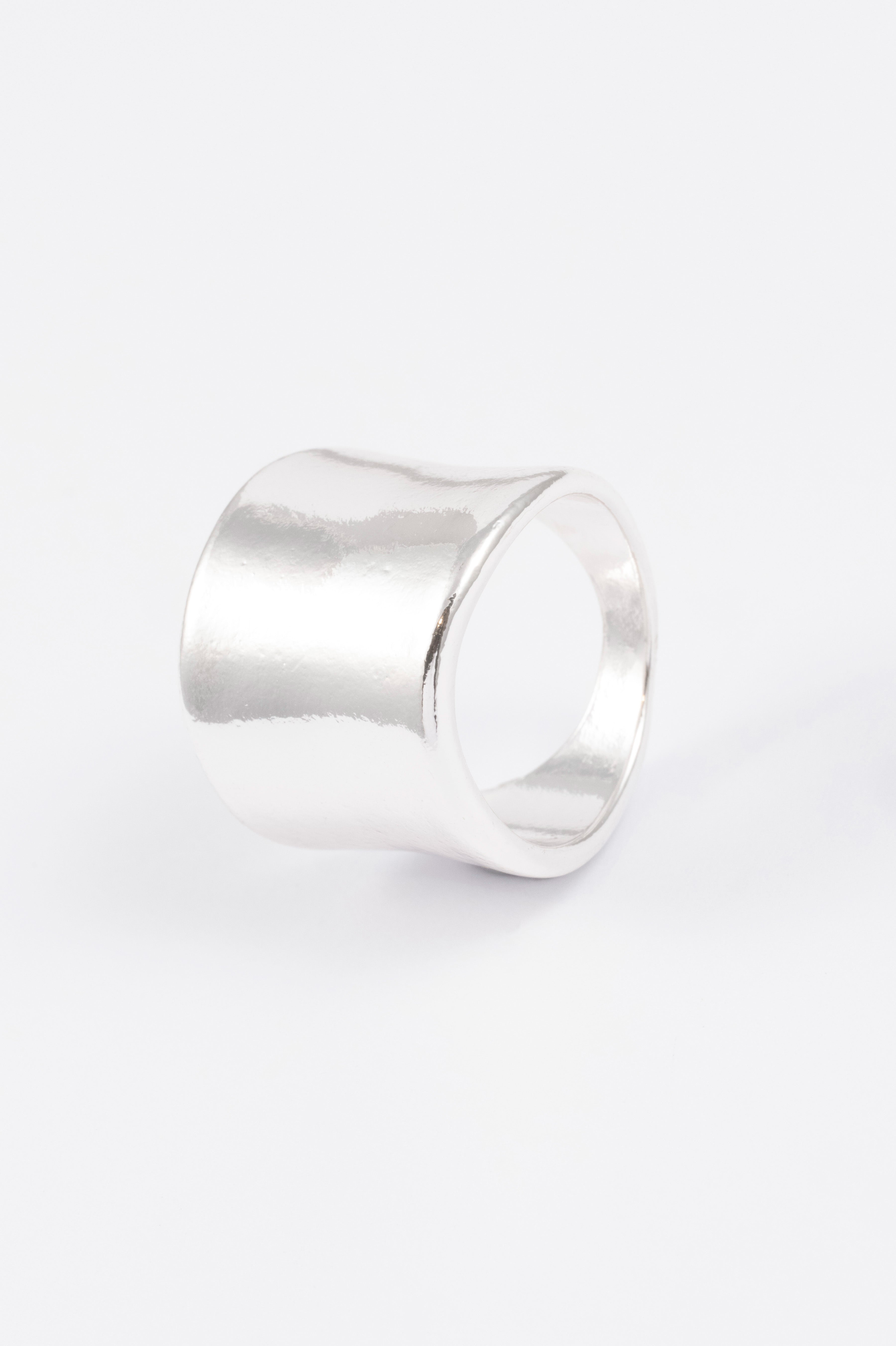 SILVER POLISHED ORGANIC RING M/L