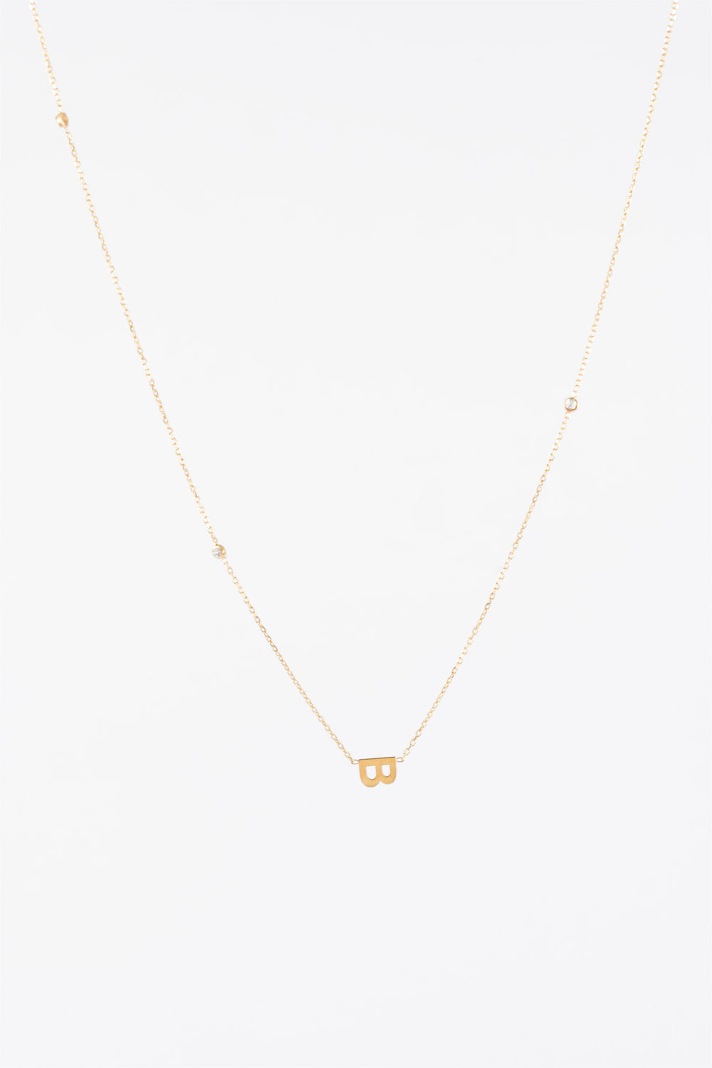 WATERPROOF GOLD CZ & SIDE INTIAL SIDE B CHAIN