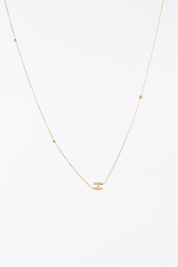 GOLD CZ & SIDE INTIAL SIDE H CHAIN