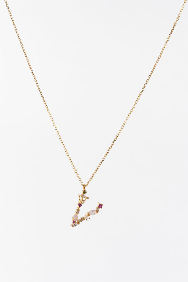 WATERPROOF GOLD DELICATE BUTTERFLY INITIAL V CHAIN