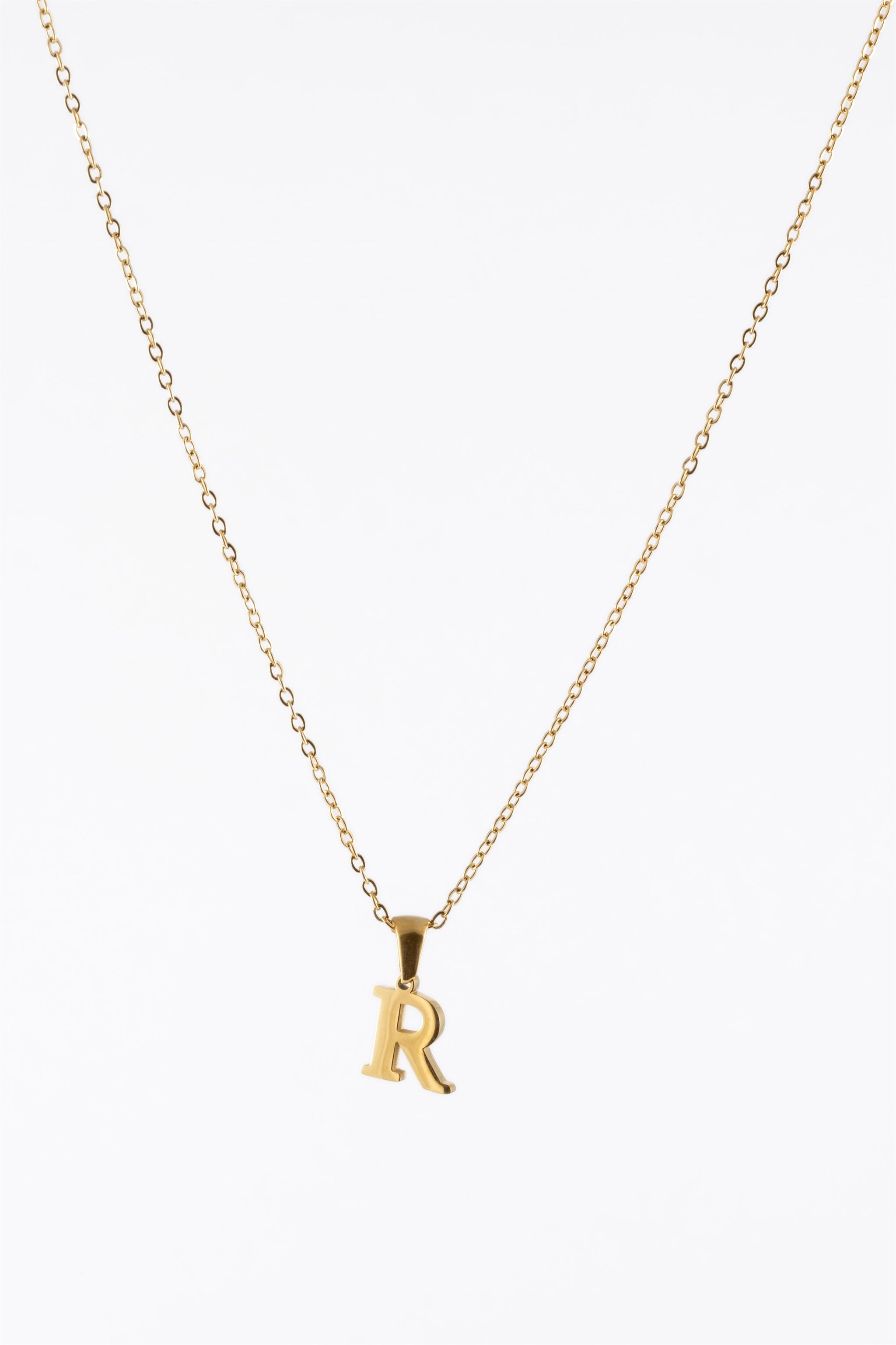 WATERPROOF GOLD METAL INITIAL R CHAIN