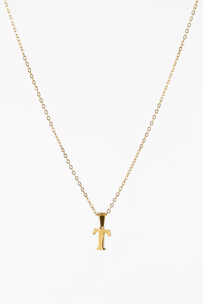 WATERPROOF GOLD METAL INITIAL T CHAIN