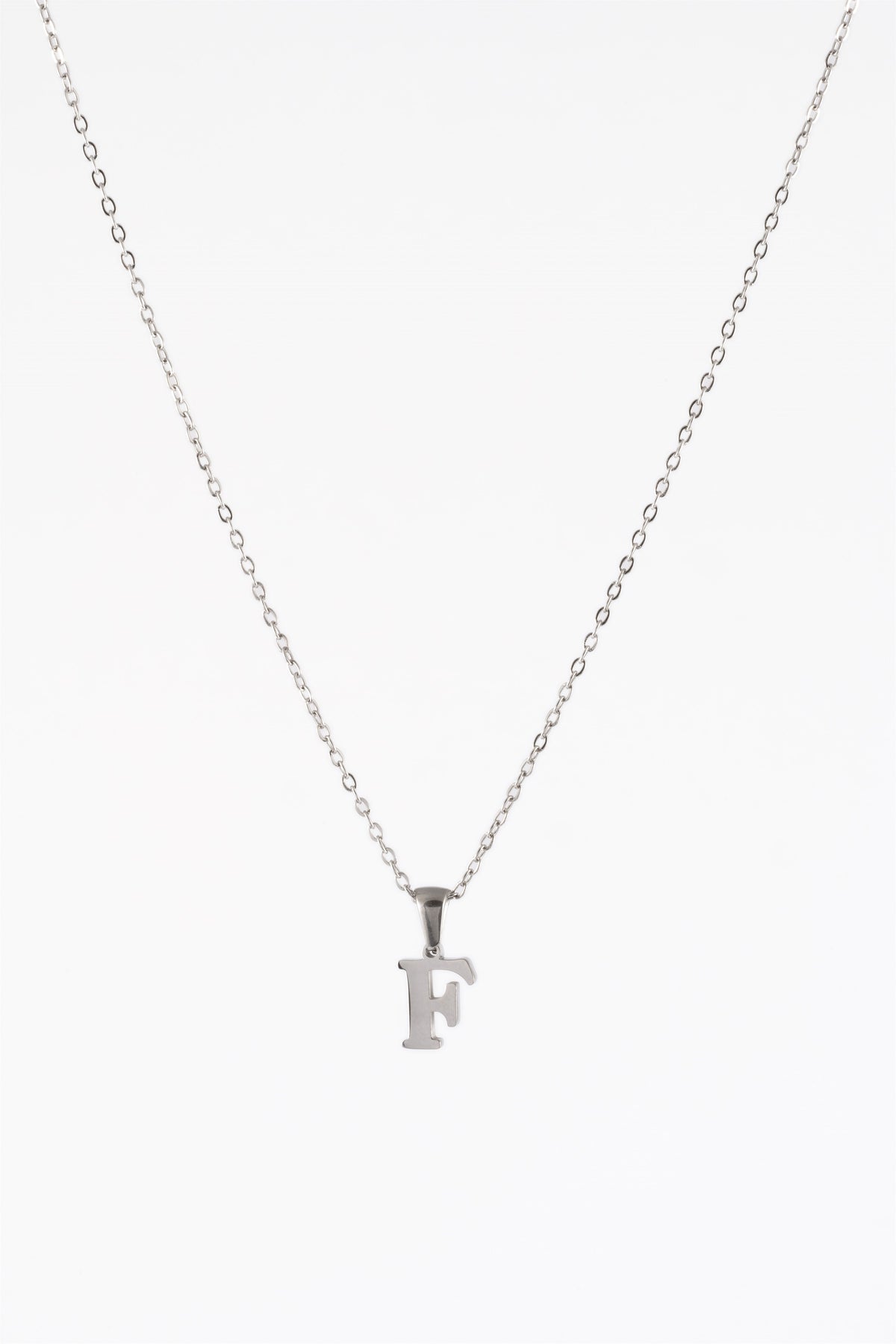 WATERPROOF SILVER METAL INITIAL F CHAIN