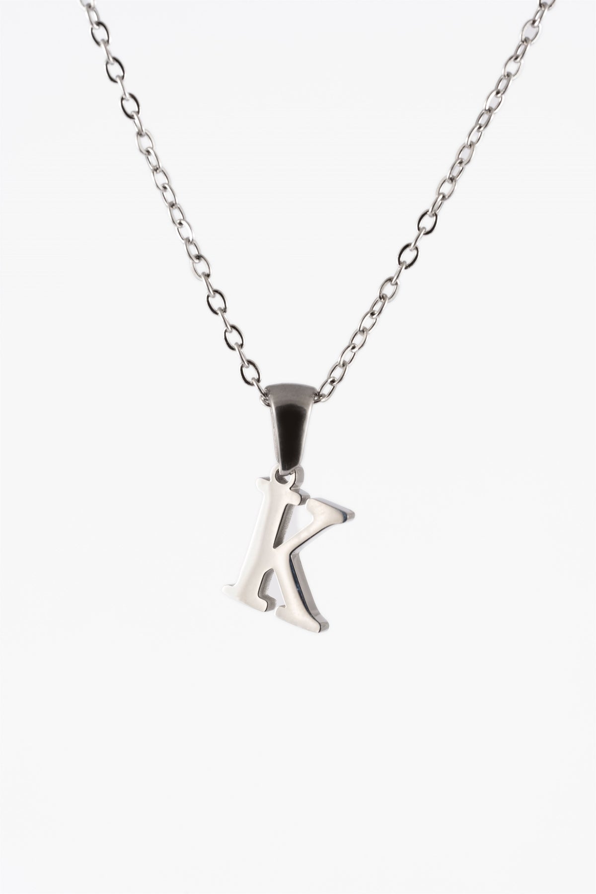 WATERPROOF SILVER METAL INITIAL K CHAIN