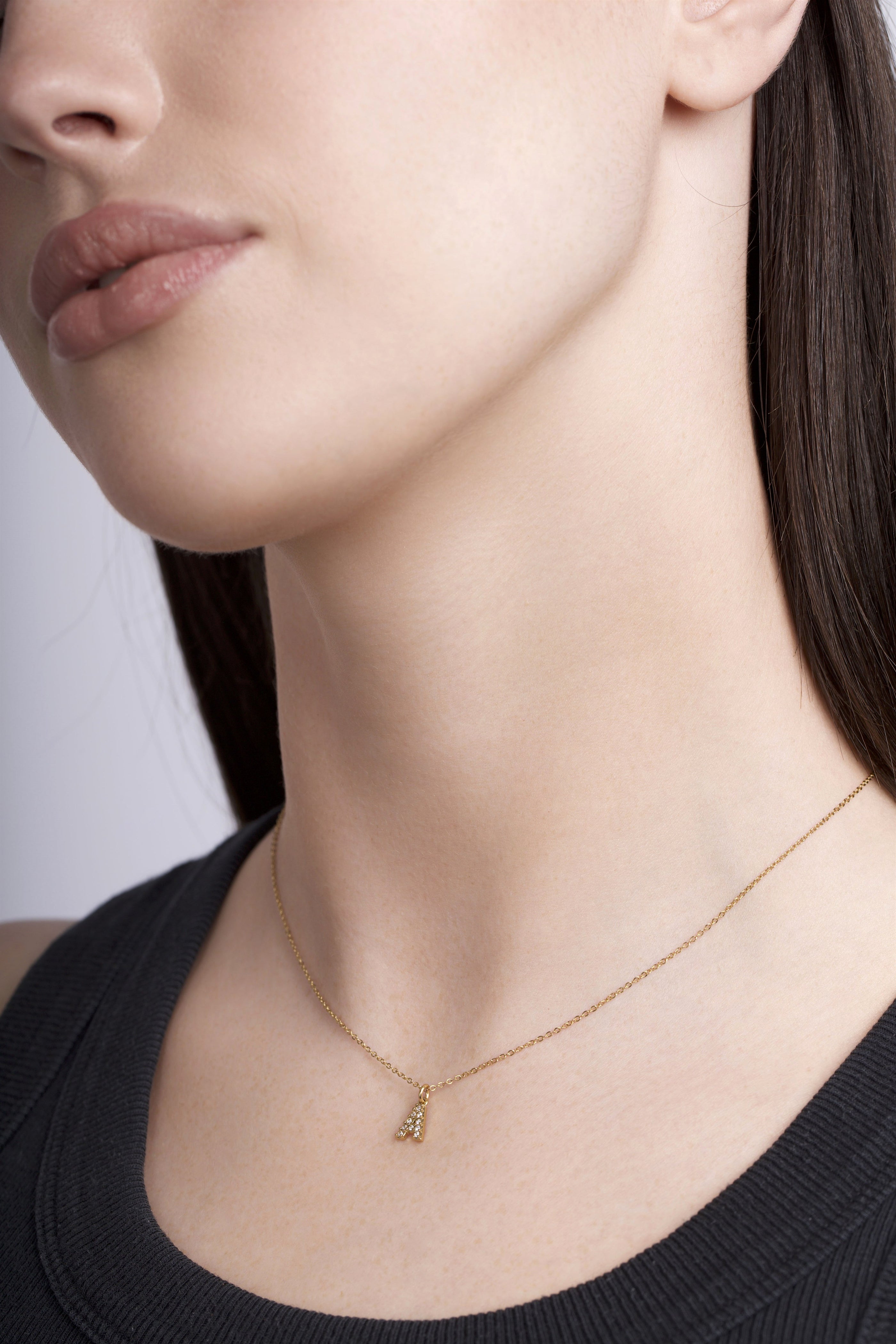 GOLD CZ DIAMANTE INITIAL  I  CHAIN
