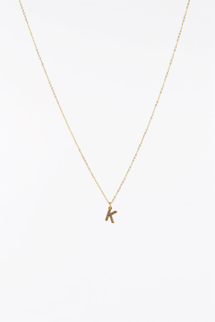 WATERPROOF GOLD CZ DIAMANTE INITIAL K CHAIN