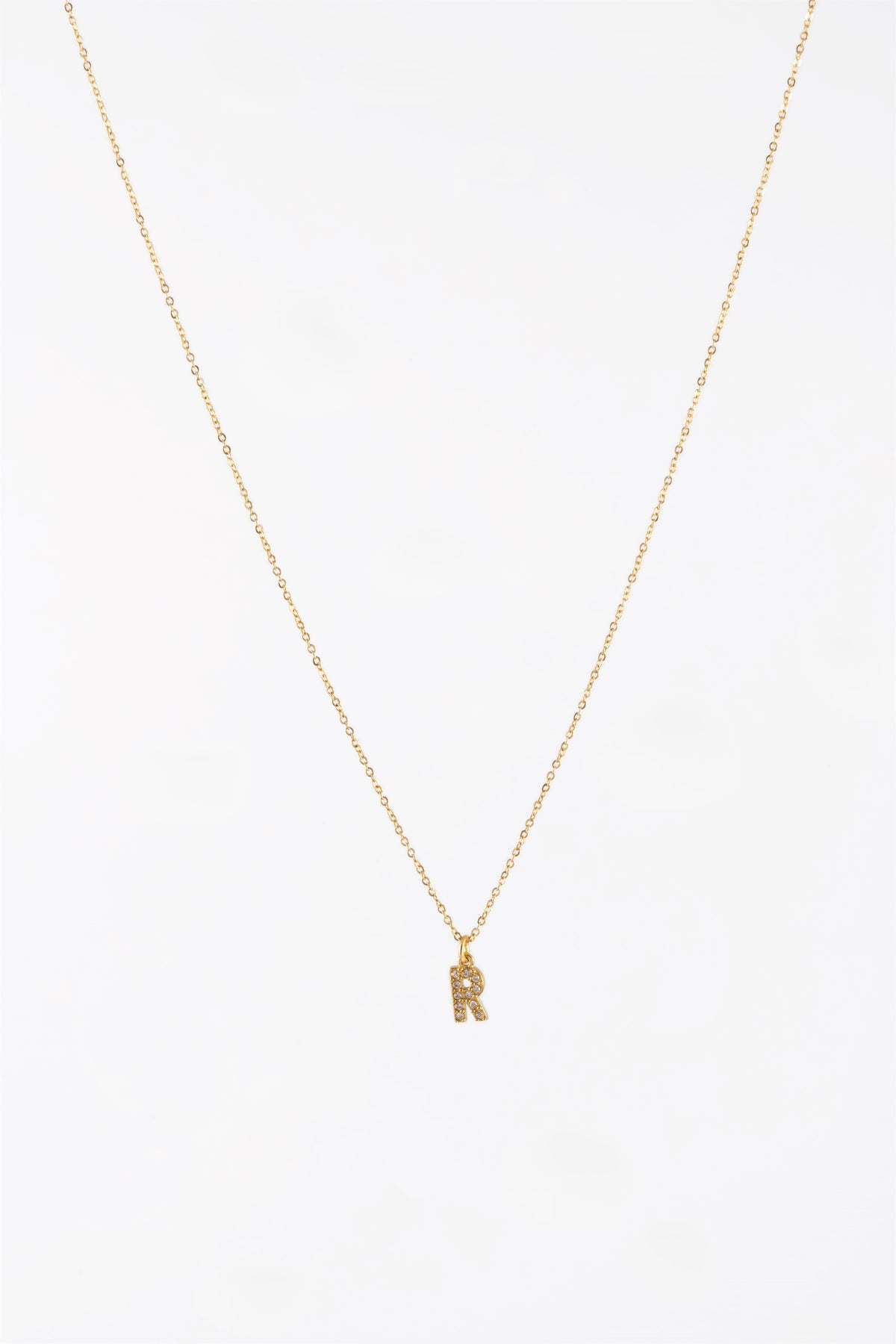 R Chain WATERPROOF GOLD CZ DIAMANTE INITIAL R CHAIN