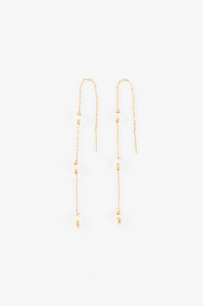 GOLD STATIONED FWP CHAIN DROP EARRINGS