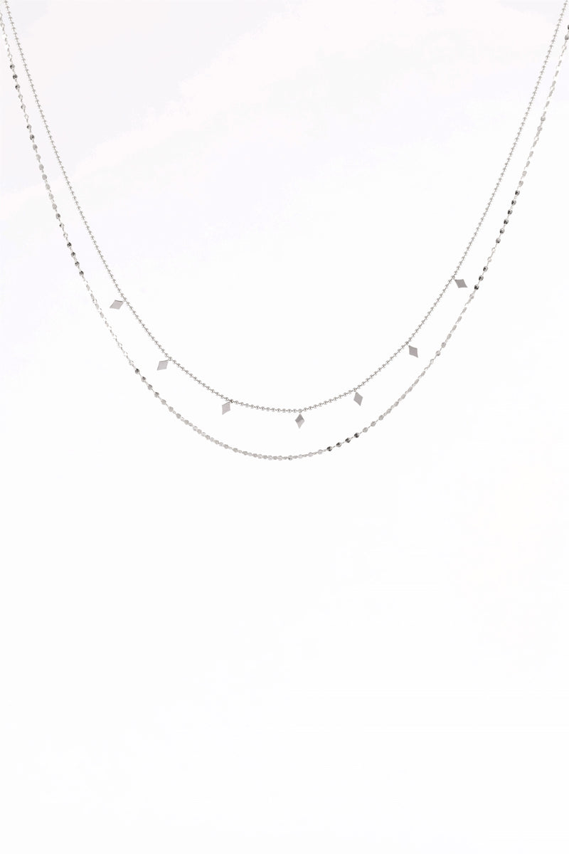 WATERPROOF SILVER FINE CHAIN TRIANGLE PENDANT DUO