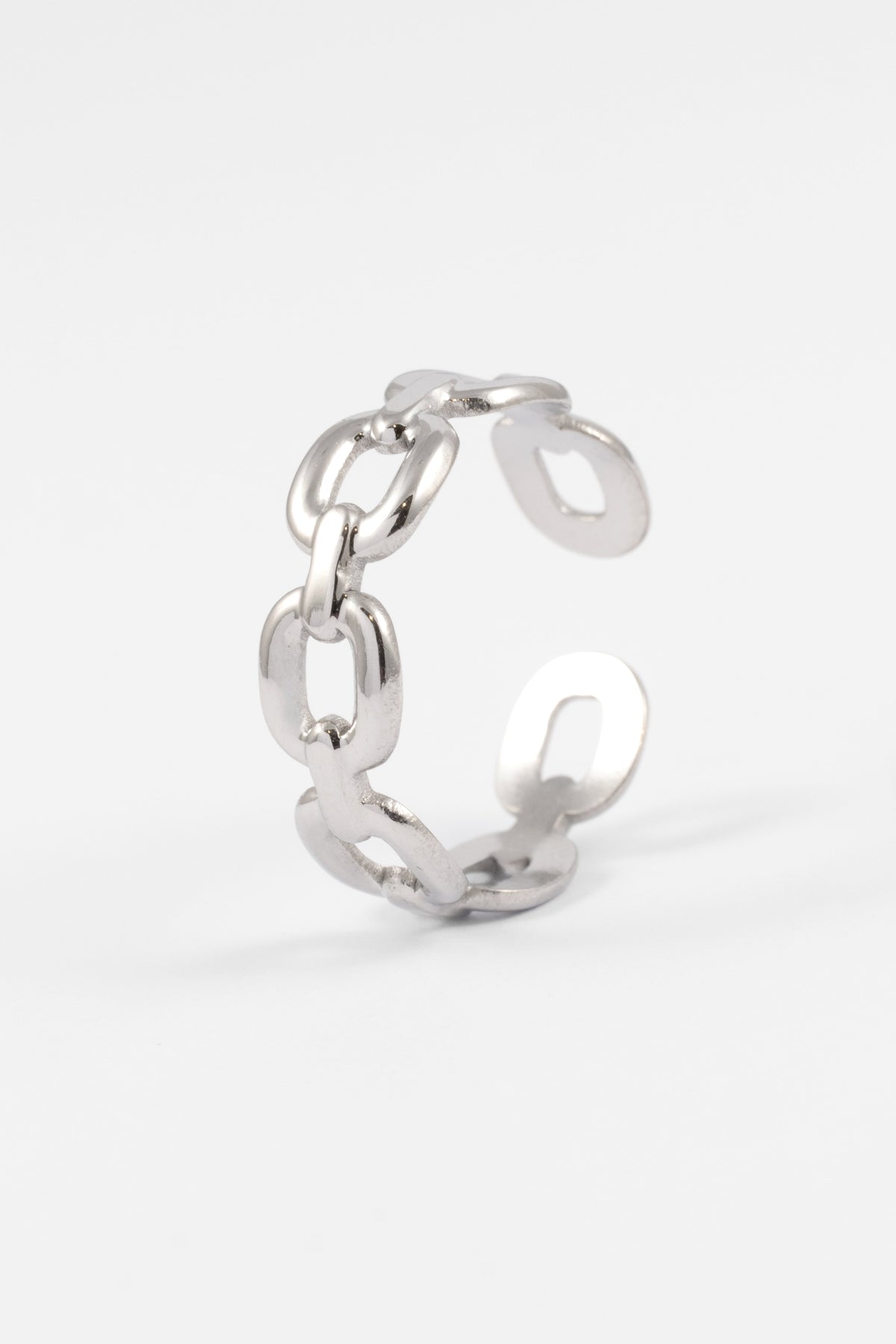 WATERPROOF SILVER LINKED ADJUSTABE RING