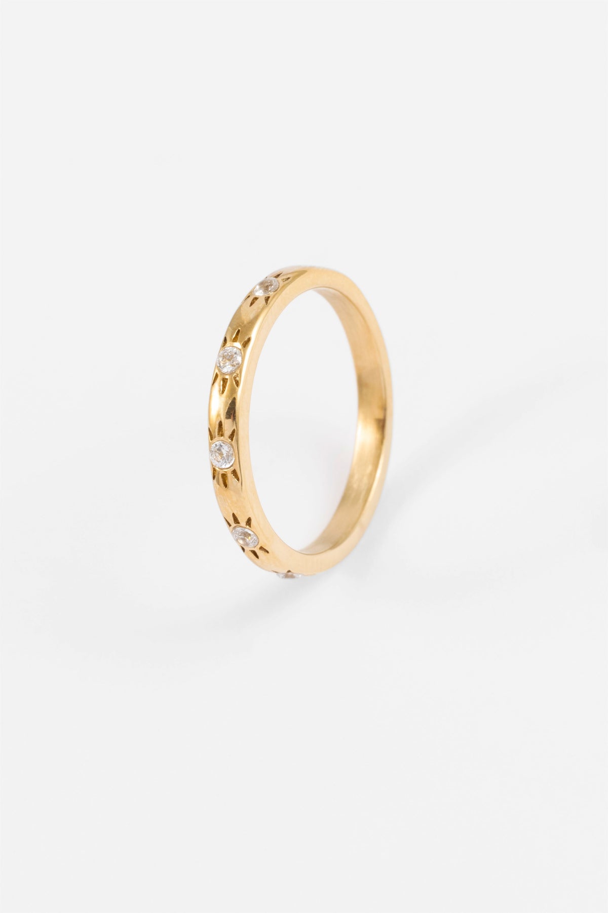 WATERPROOF GOLD CRYSTAL CLUSTER RING S/M