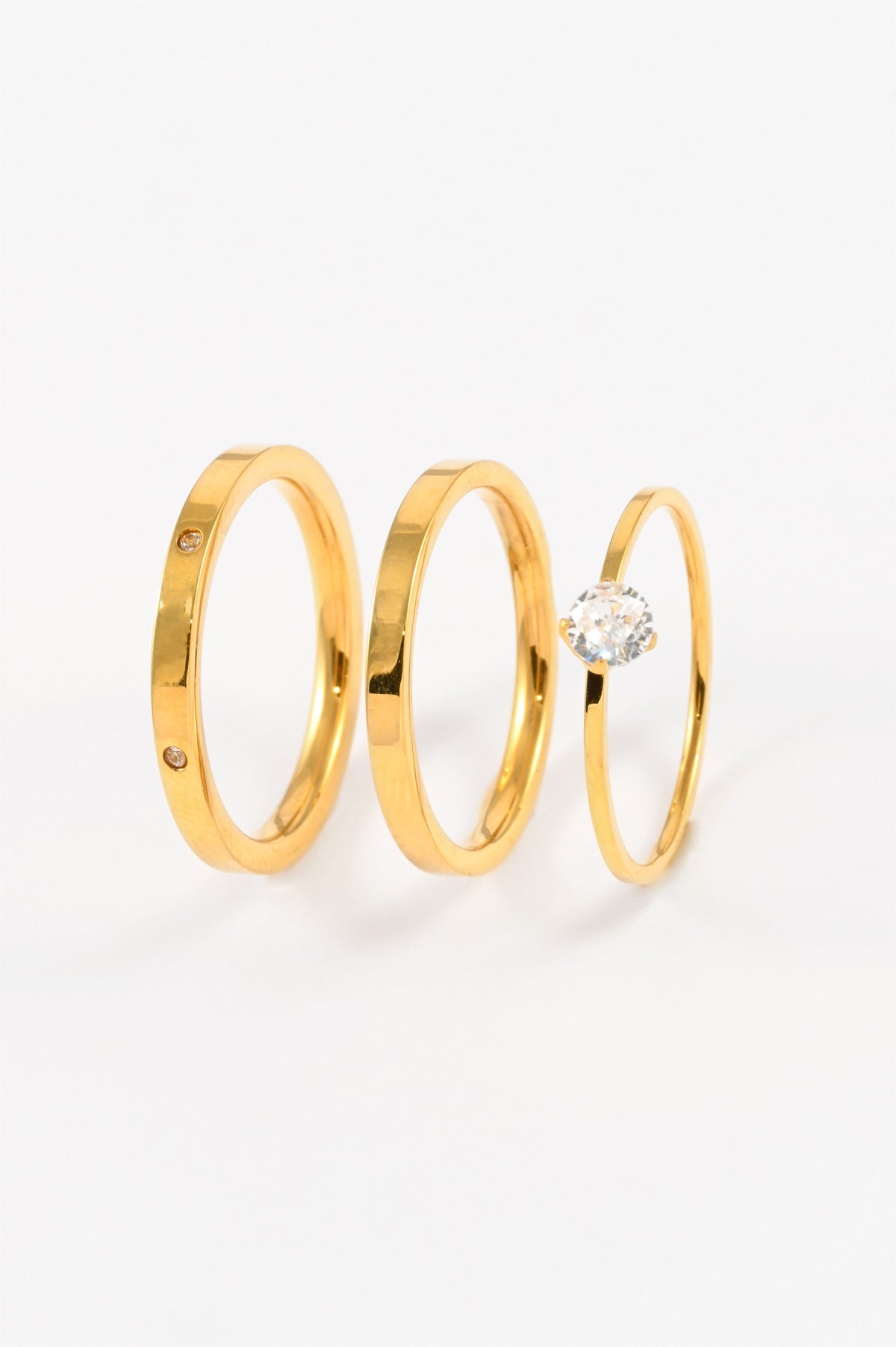 WATERPROOF GOLD 3 PACK RINGS - M/L