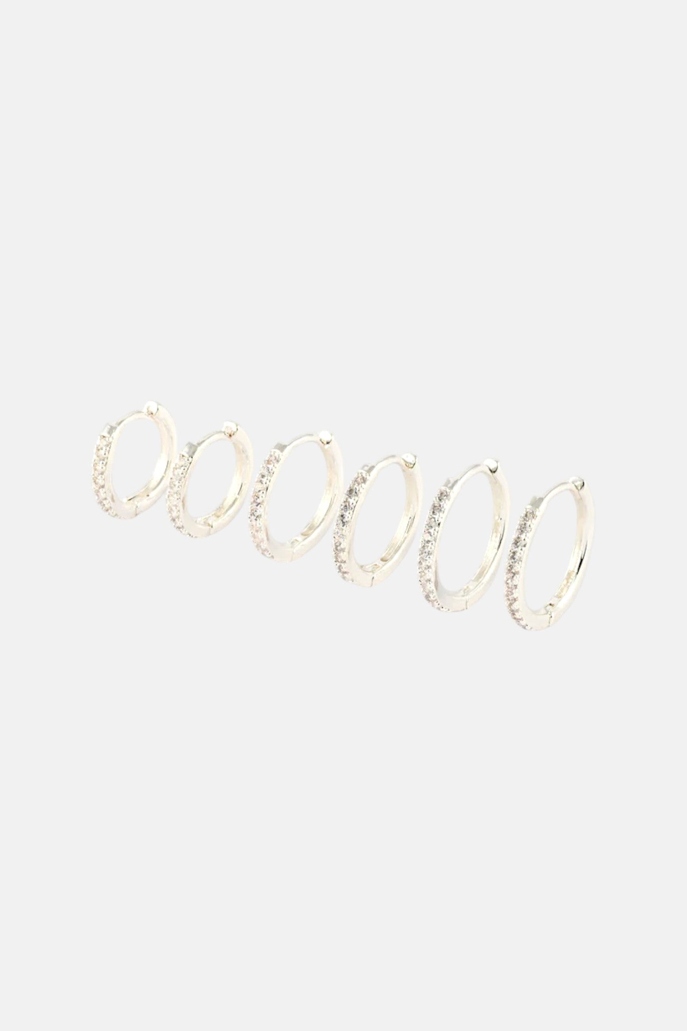 SILVER CUBIC ZIRCONIA PAVE GRAUDATING HUGGIE PACK