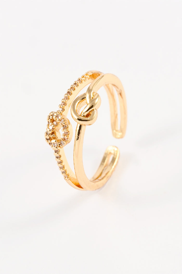 GOLD DIA DOUBLE KNOT RING ADJUSTABLE