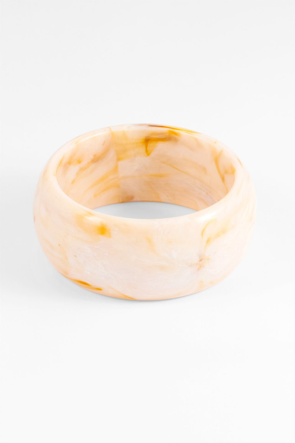 CREAM MARBLE ROUND ACRYLIC BANGLE