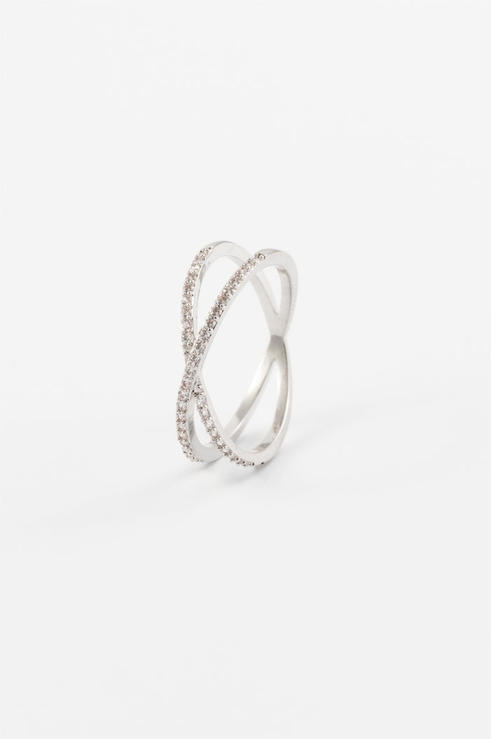 RHODIUM INFINITY CZ CROSS BAND - ML